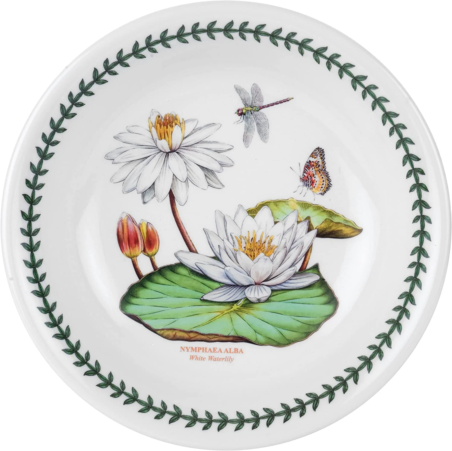 Portmeirion- Exotic Botanic Garden Collection, Pasta Bowl with White Water Lily Motif, 8.5-Inch, Serveware, Floral Design, For Pasta, Soups, & More, Microwave and Dishwasher Safe