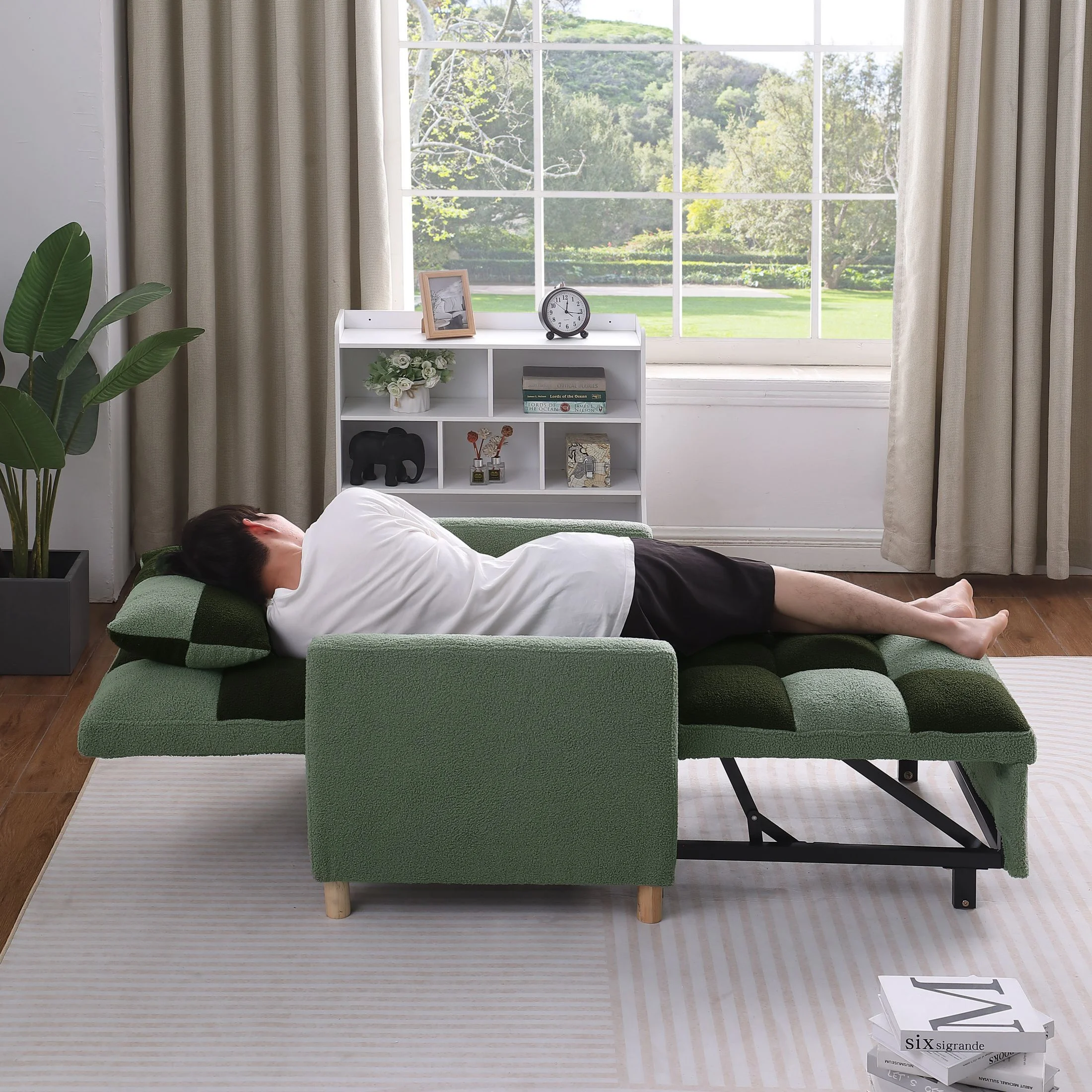 Zechuan Convertible Sleeper Sofa Chair Bed,Adjustable Chair with Pillow,Multi-Functional Sleeper Chair with Soft Teddy Fabric