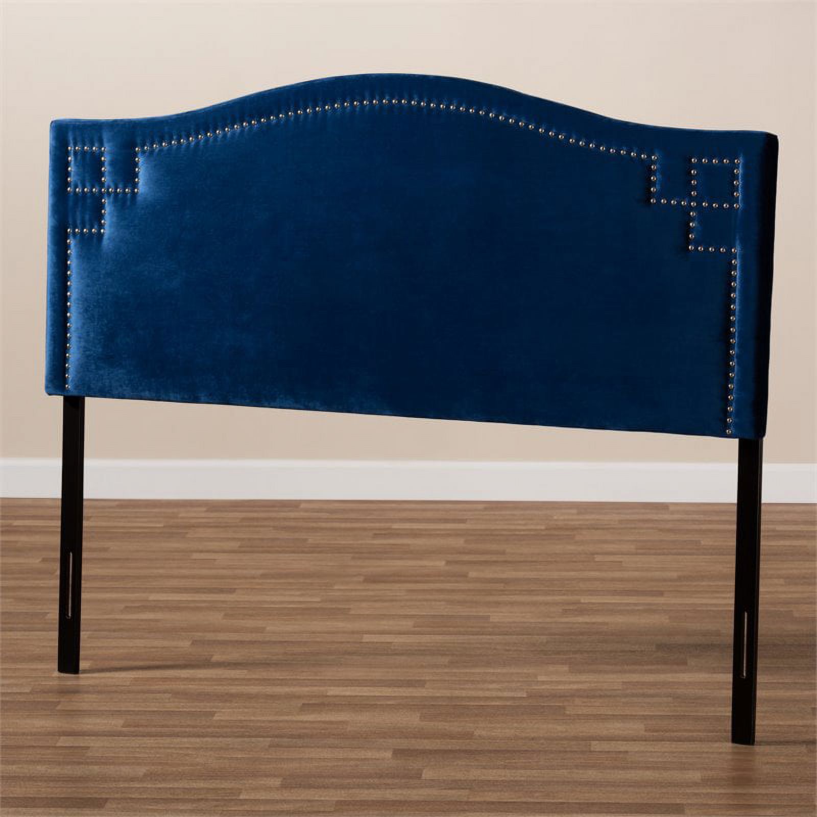 Bowery Hill Modern Velvet and Wood Queen Headboard in Royal Blue