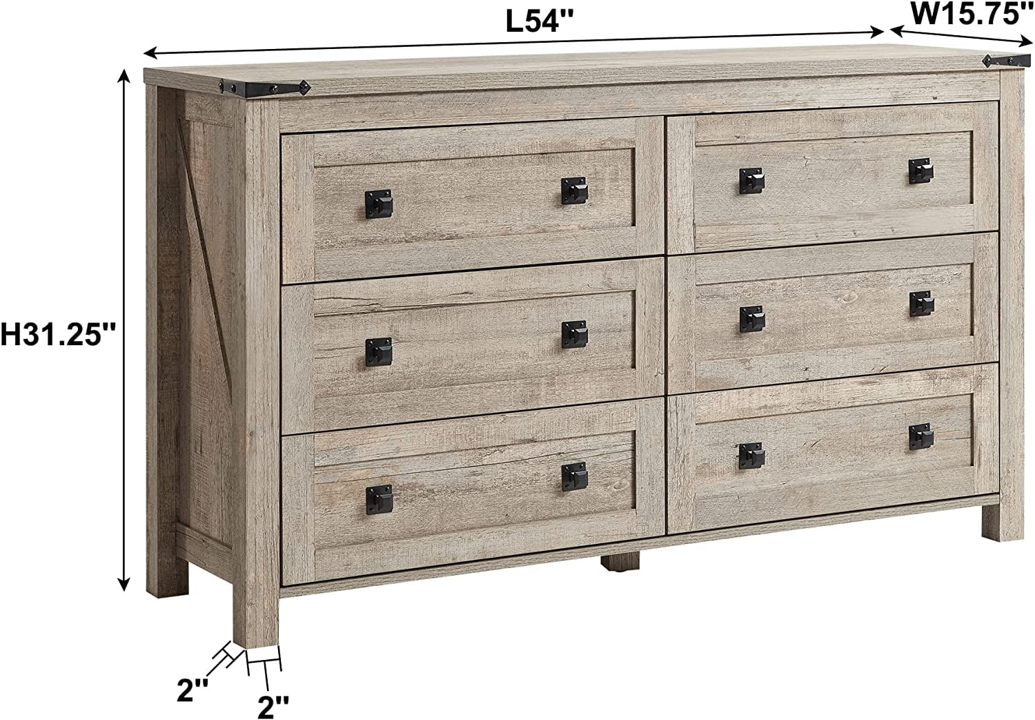 Farmhouse 7 Drawers Dresser for Bedroom  Wood Rustic Dresser Tv Stand  Storage Dressers Organizer for Bedroom  Living Room Hallway  Antique White