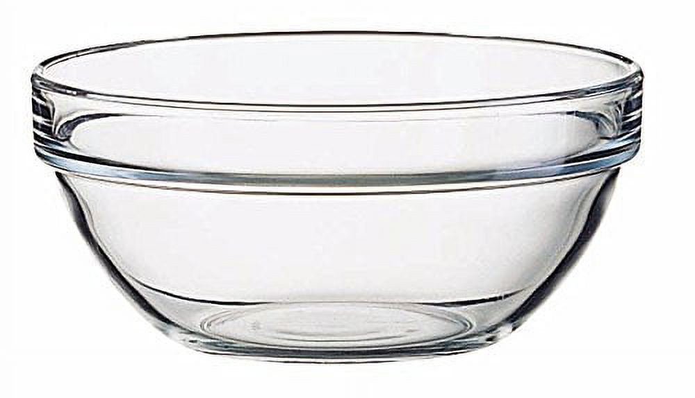 Luminarc Stackable Bowls Set with White Lids, Stand, Clear