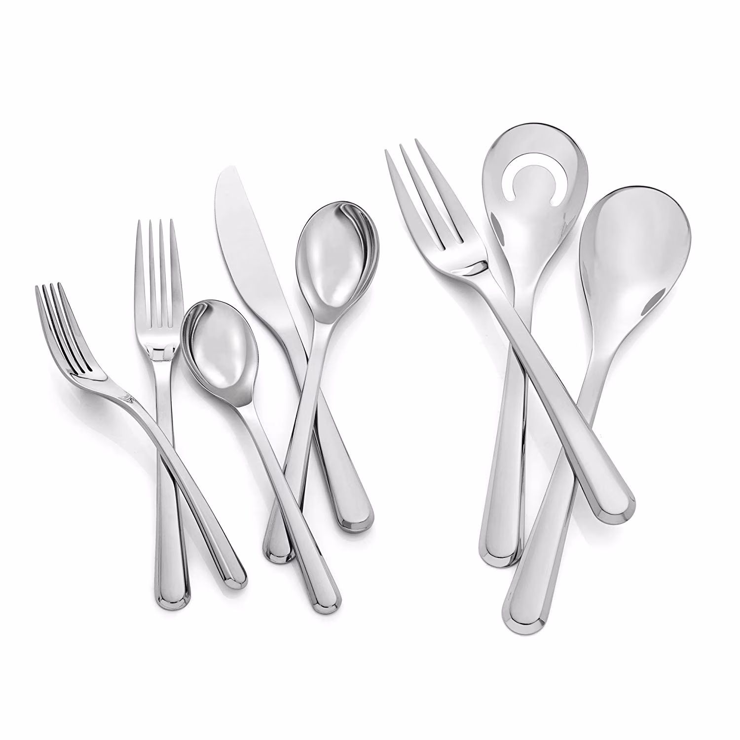 Nambe Aura 45 Piece Stainless Steel Flatware Set, Silver