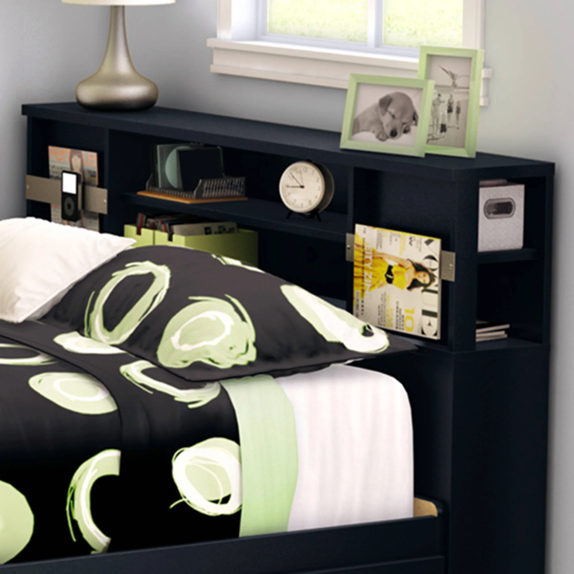 South Shore Step One Full Headboard in Pure Black