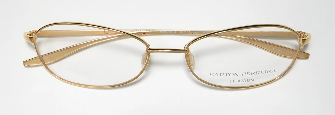 NEW BARTON PERREIRA HAZEL WOMENS/LADIES OVAL FULL-RIM TITANIUM MATTE GOLD TITANIUM HIGH QUALITY VERY SLIM FRAME DEMO LENSES 53-16-133 EYEGLASSES/EYE GLASSES