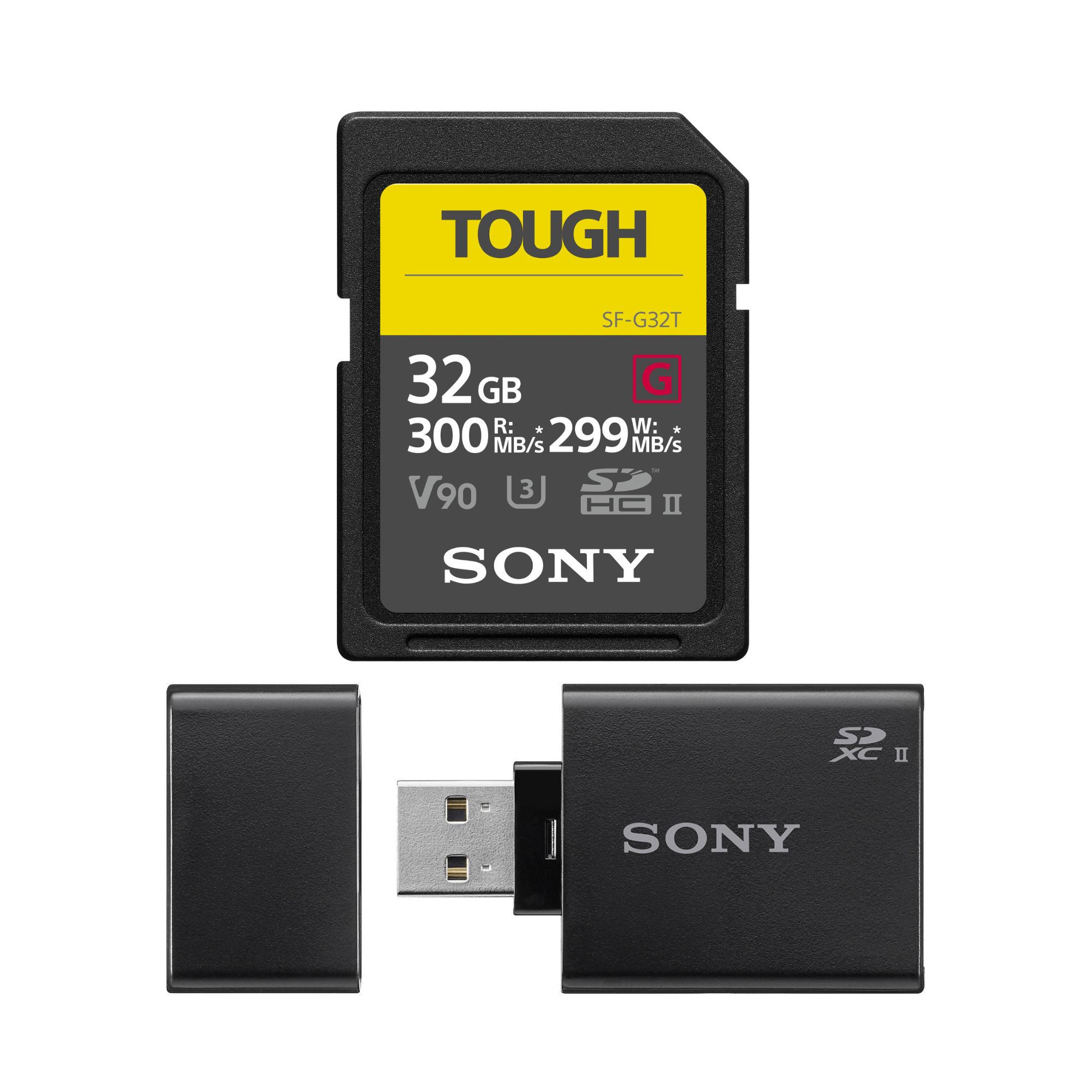 Sony SFG32TT1 32GB UHS-II Tough G-Series SD Card with Sony UHS-II USB 3.1 SD Card Reader Bundle