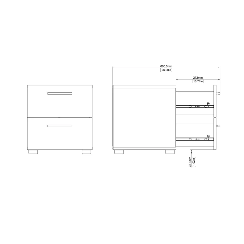 Home Square 2 Piece Set with 8 Drawer Dresser and Nightstand in Black Woodgrain