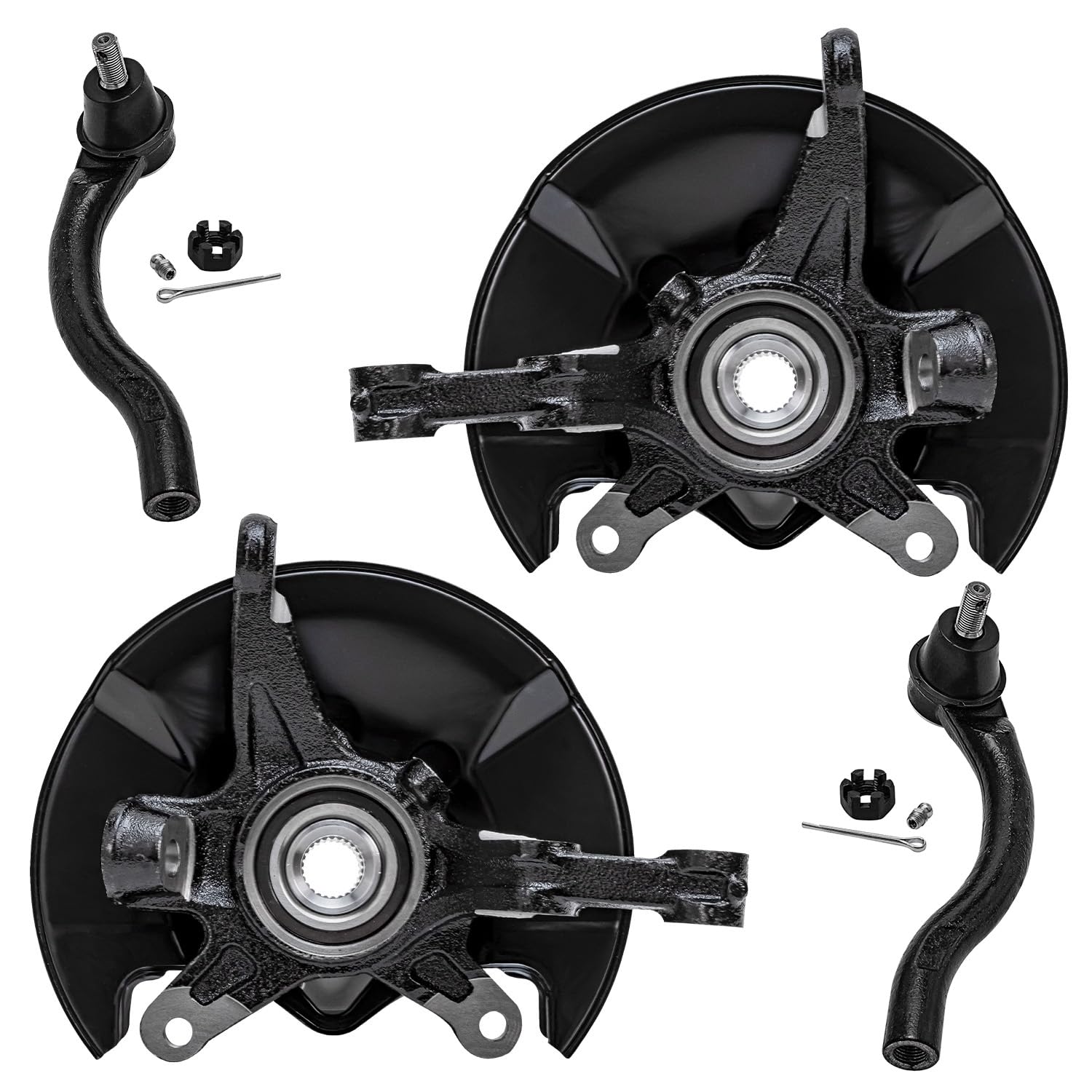 Detroit Axle - Front Steering Knuckles & Wheel Hub Outer Tie Rod Ends Replacement for 2006-2011 Honda Civic DX DX-G EX EX-L LX LX-S Sport