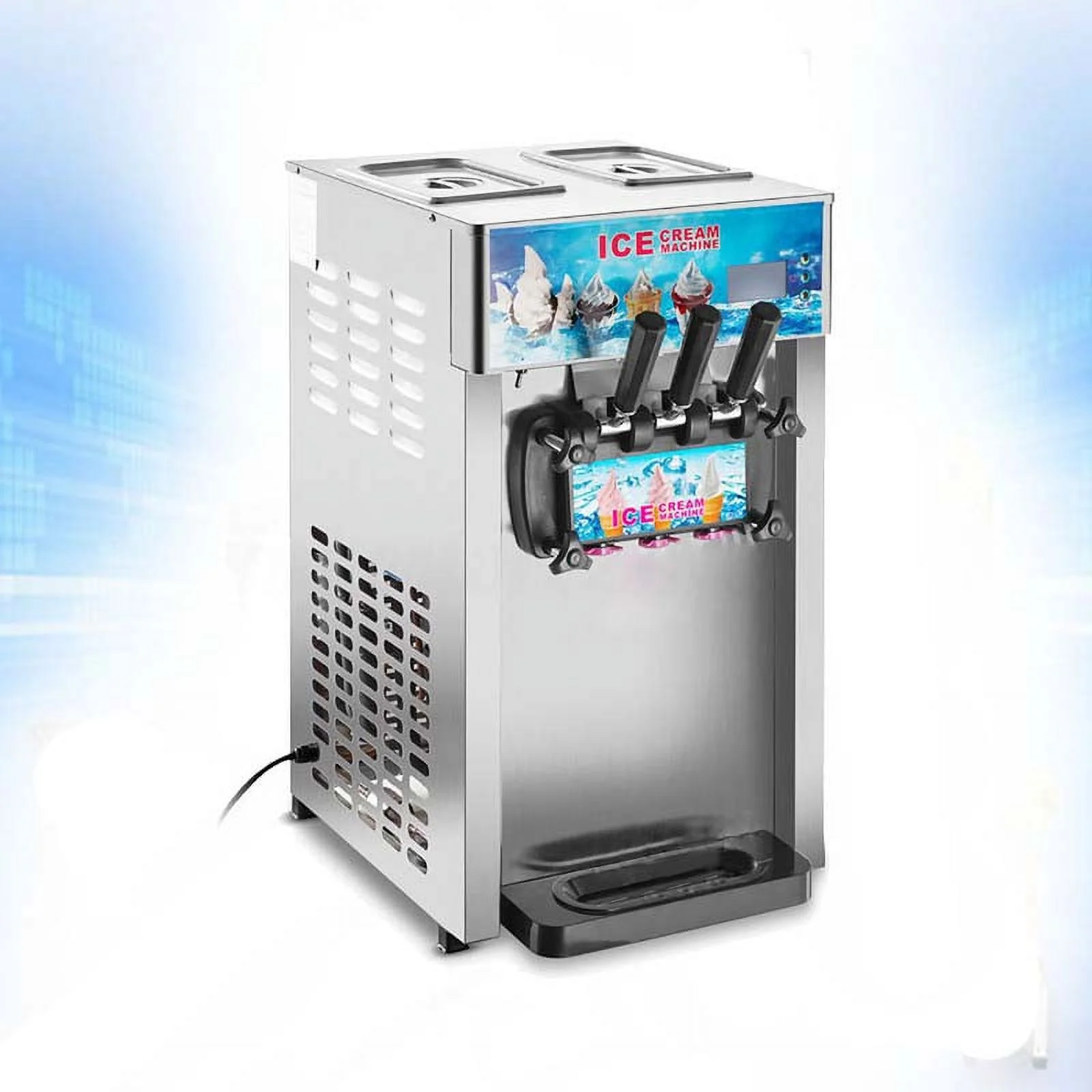 INTSUPERMAI Commercial 3 Flavors Soft Serve Ice Cream Machine Soft Ice Cream Maker Ice Cream Cones Making 20-30L/H