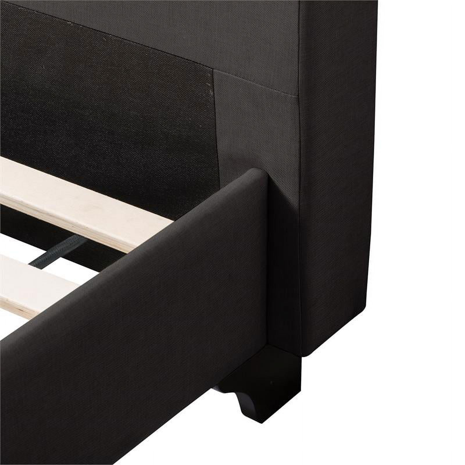 Atlin Designs Button-Tufted Headboard Fabric Full/Double Bed Frame in Dark Gray