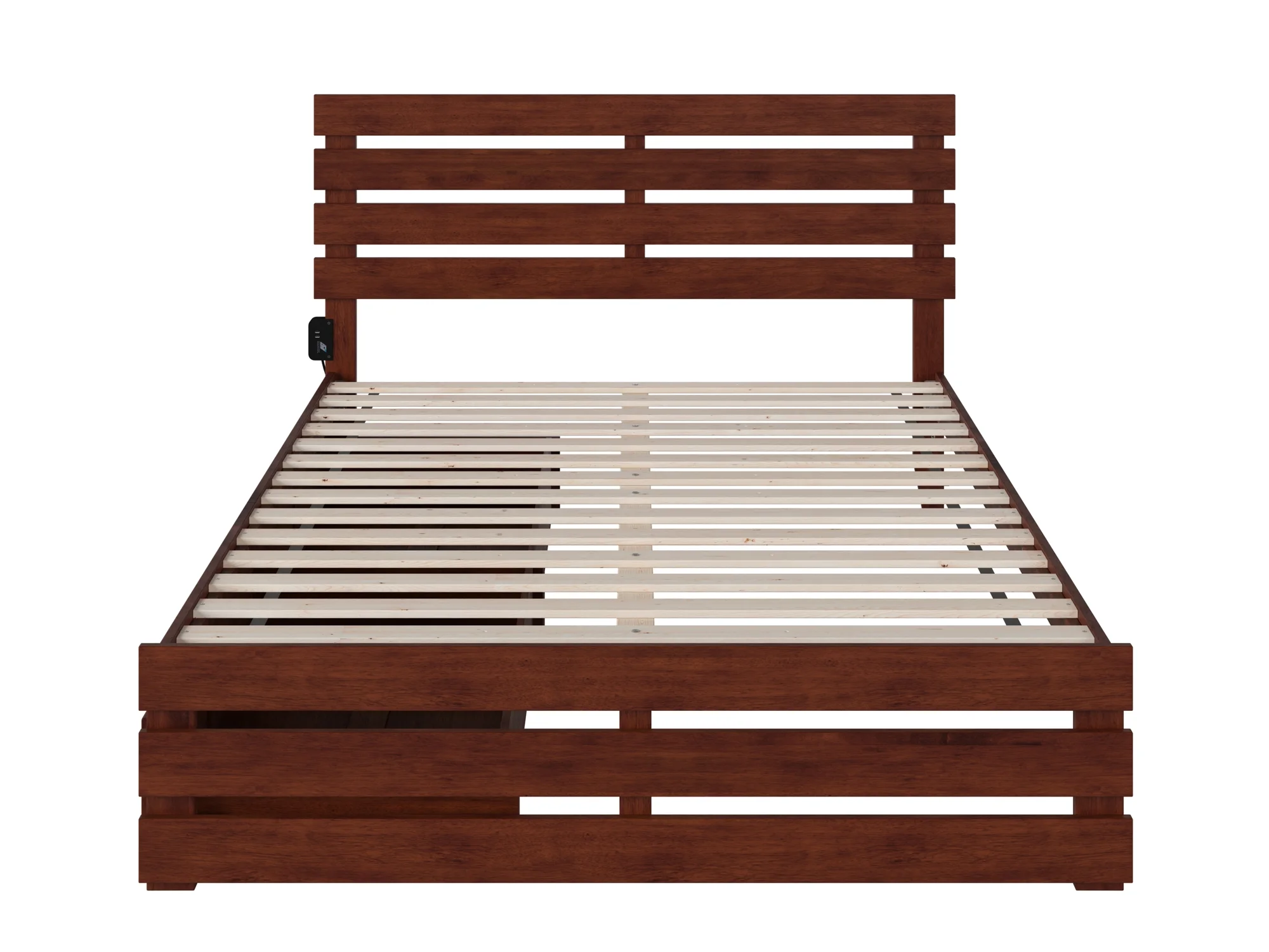 Oxford Queen Bed with Footboard and USB Turbo Charger with 2 Extra Long Drawers in Walnut