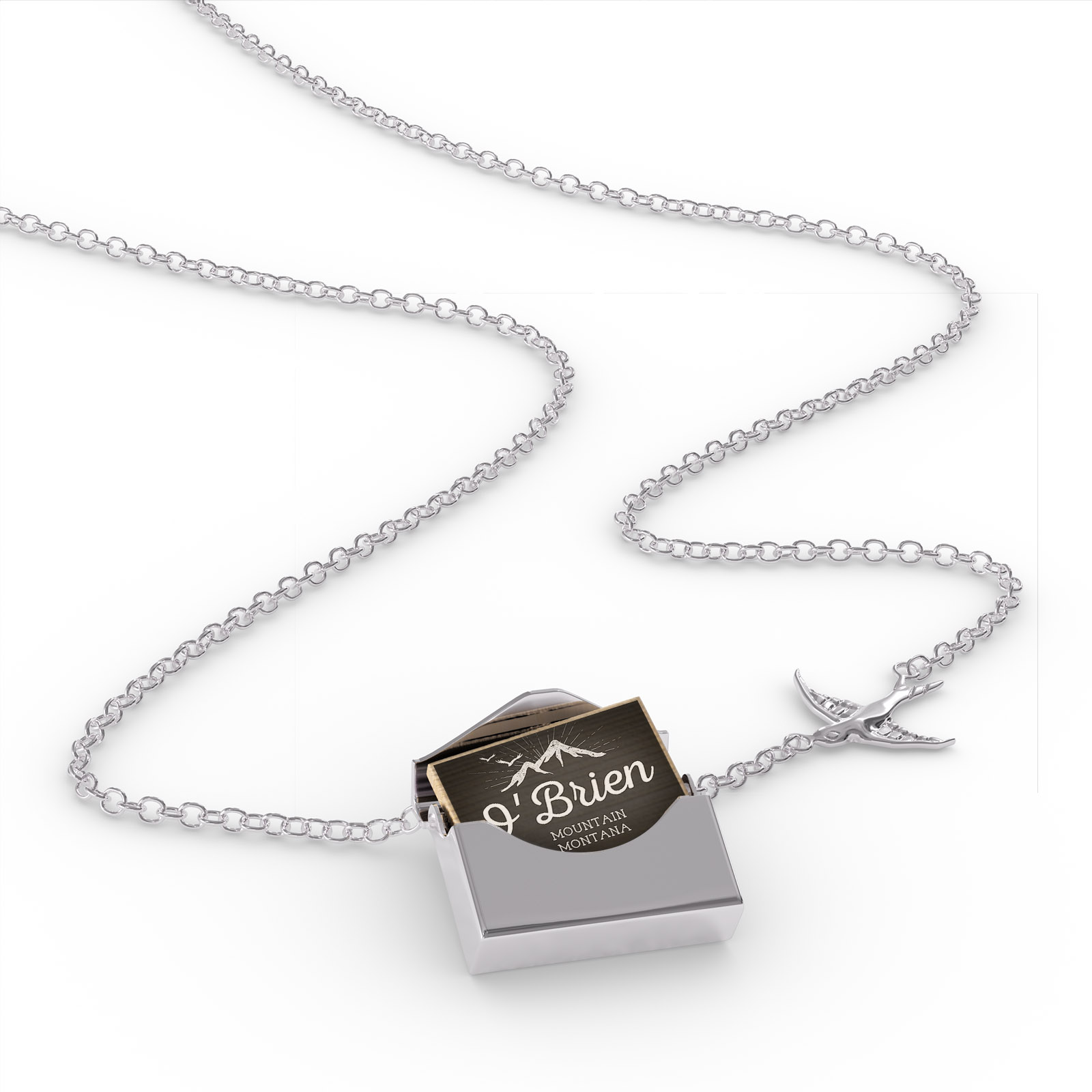 Locket Necklace Mountains chalkboard O'Brien Mountain - Montana in a silver Envelope Neonblond