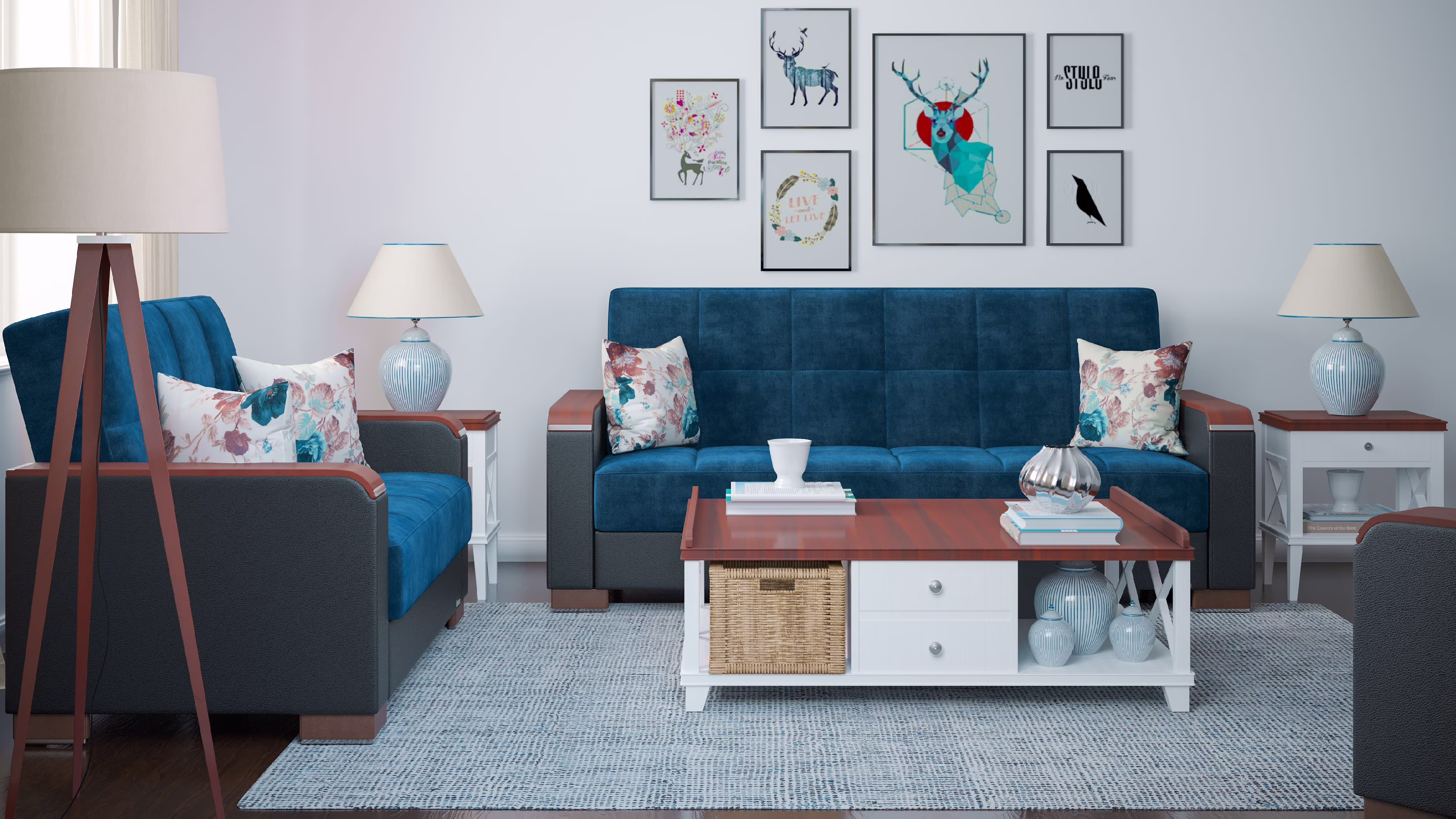 Ottomanson Origins X Sleeper Loveseat, Turquoise Color Microfiber