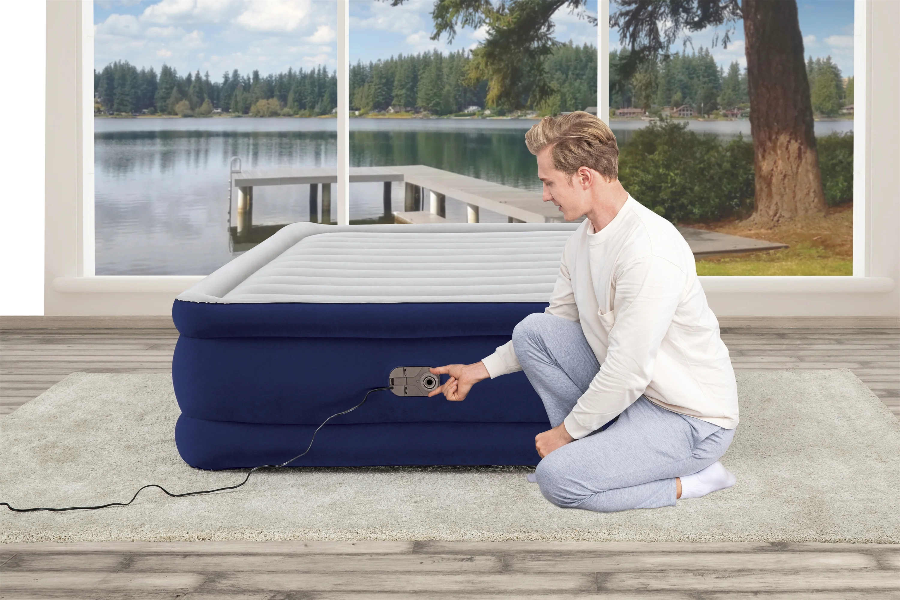 Bestway Tritech Air Mattress Queen 22 in. with Built-in AC Pump and Antimicrobial Coating