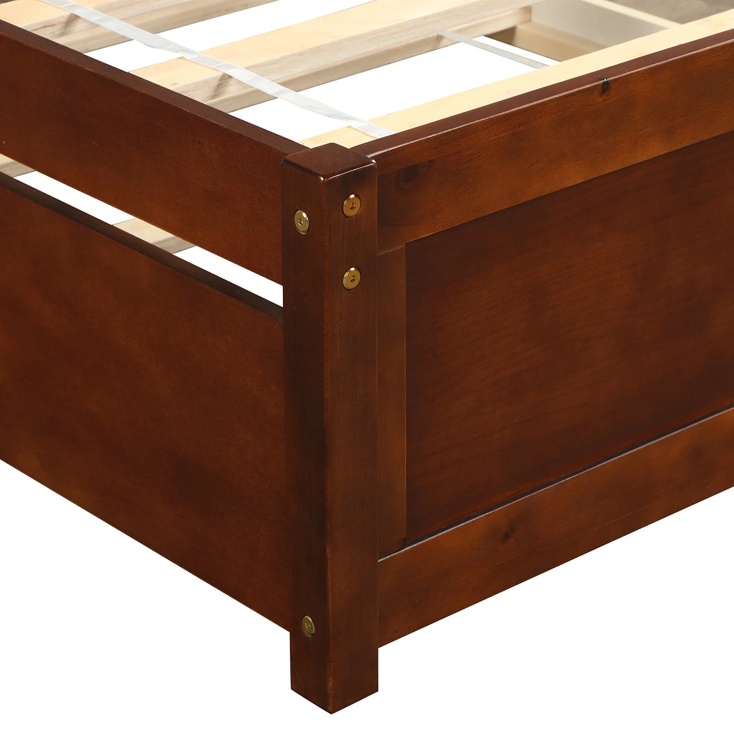 Abanopi Twin size Platform Bed Wood Bed Frame with Trundle, Walnut