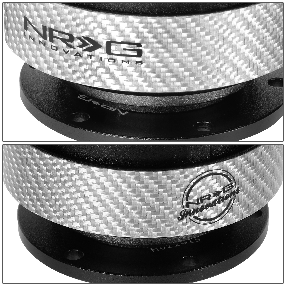 NRG Innovations NRG-SRK-200BK-SC NRG Innovations SRK-200BK-SC Steering Wheel Quick Release Adapter Gen 2.0 Black Body/Silver Carbon Fiber Ring