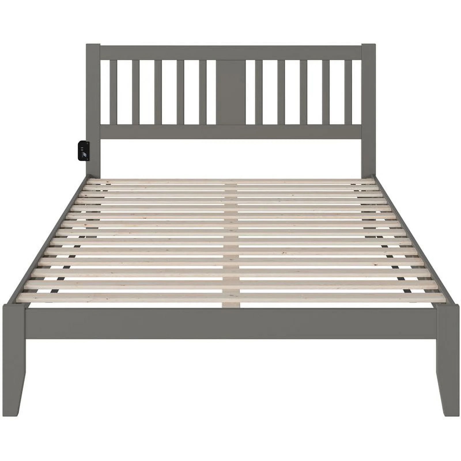 Bowery Hill Transitional Wood Queen Spindle Bed with USB Turbo Charger in Gray