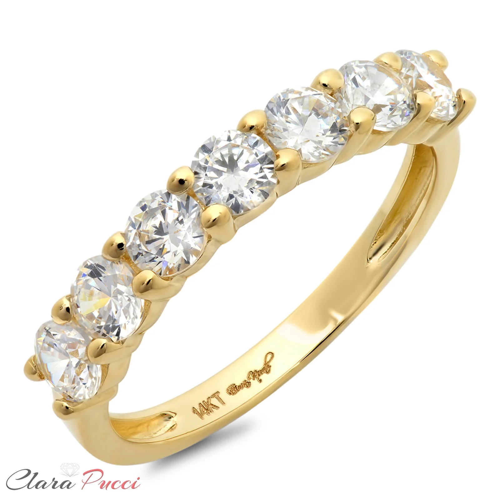 1.05 ct Brilliant Round Cut Synthetic Moissanite 18K Yellow Gold Stackable Band SZ 5.25