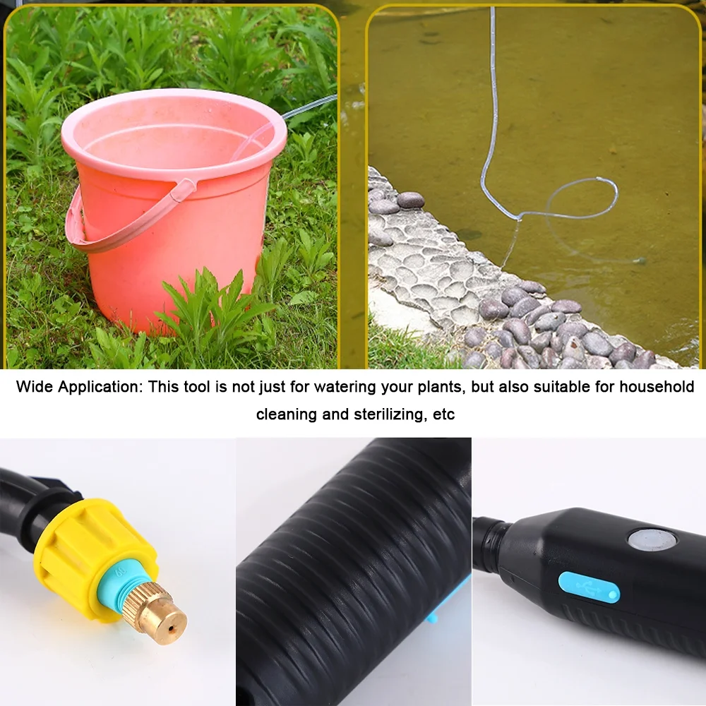 Handheld Electric Sprays Machine Portable Automatic Electric Misters Practical Home Plants Watering Sprays Machine Atomizing Water Column Adjustable