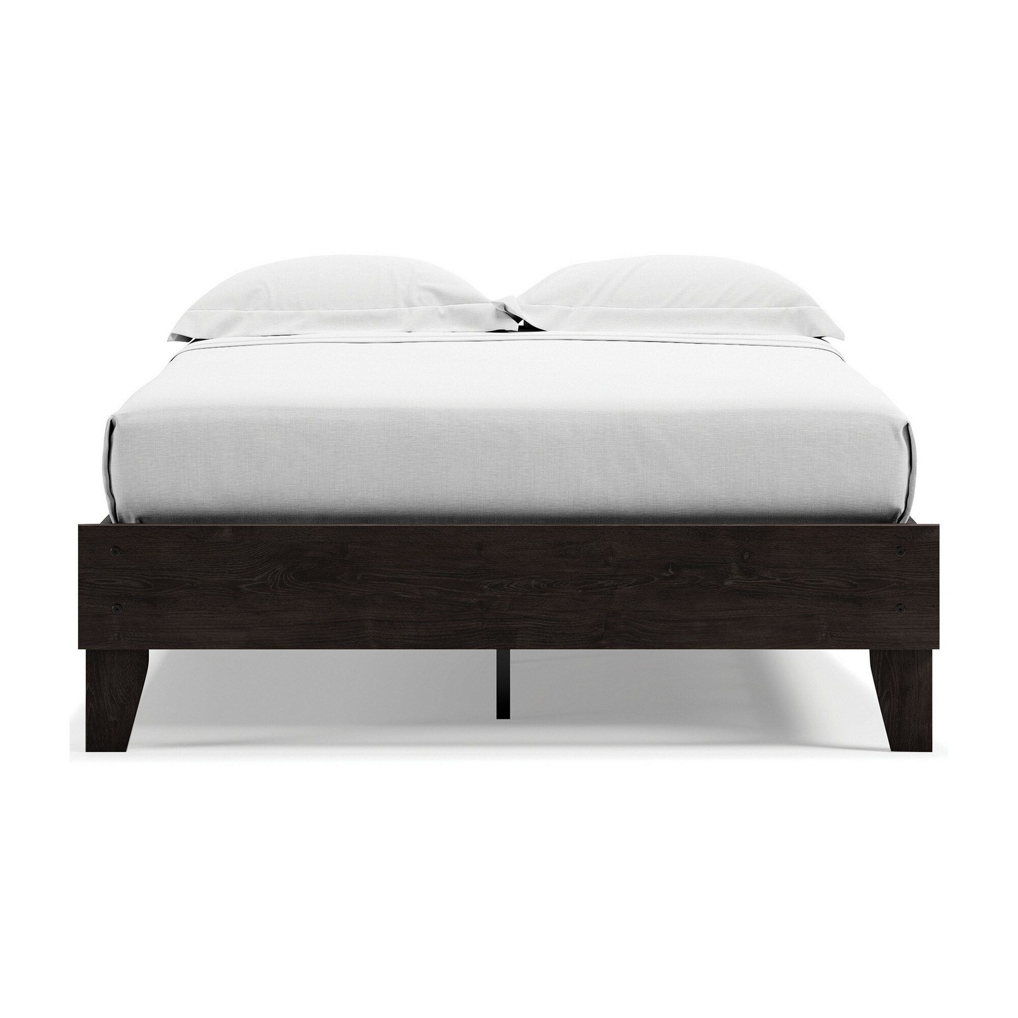 Asher Full Sized Platform Bed, Sleek Modern Silhouette, Charcoal Wood Frame