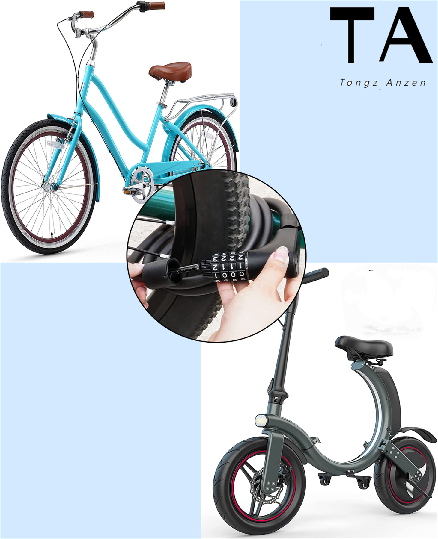 Bike Lock Cable with Combination & Key