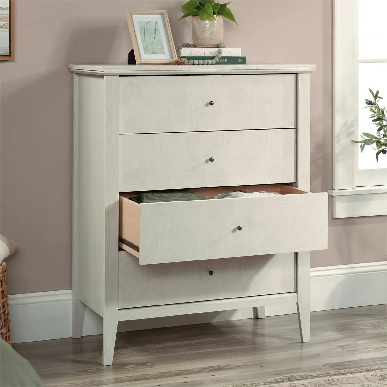 Pemberly Row Modern Engineered Wood 4-Drawer Chest in Glacier Oak