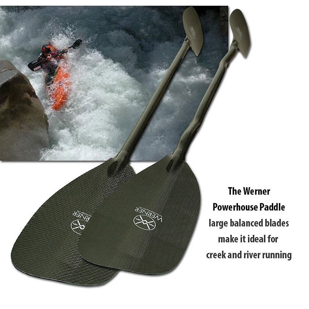 Werner Powerhouse Carbon 1 Piece Straight Shaft Whitewater paddle