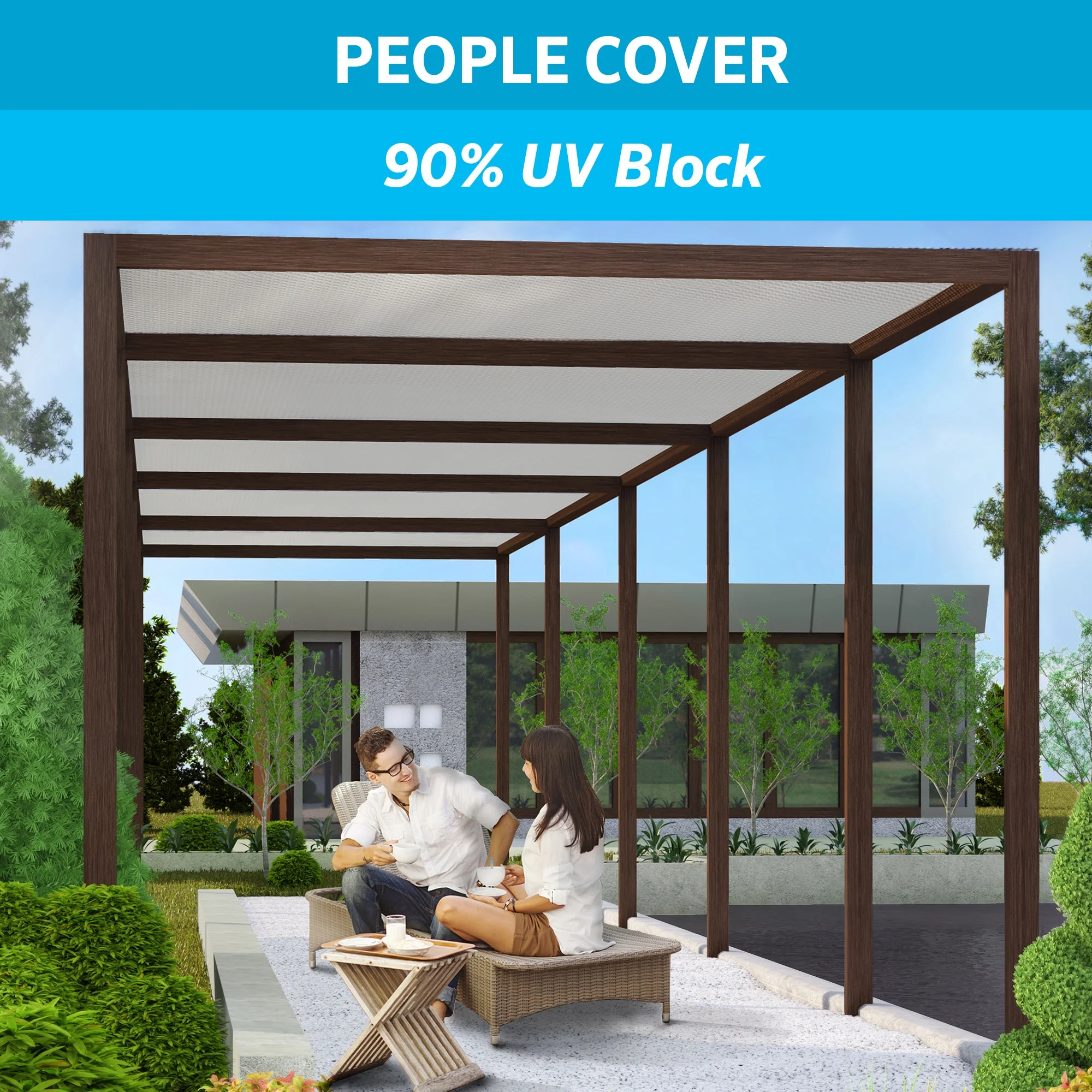 Coolaroo 90% UV Block Protection and Privacy Screen Shade Fabric for Pergolas, Porches, Gazebos, Pet Runs, Playpens and Chicken Coops, 6' x 50', Beech