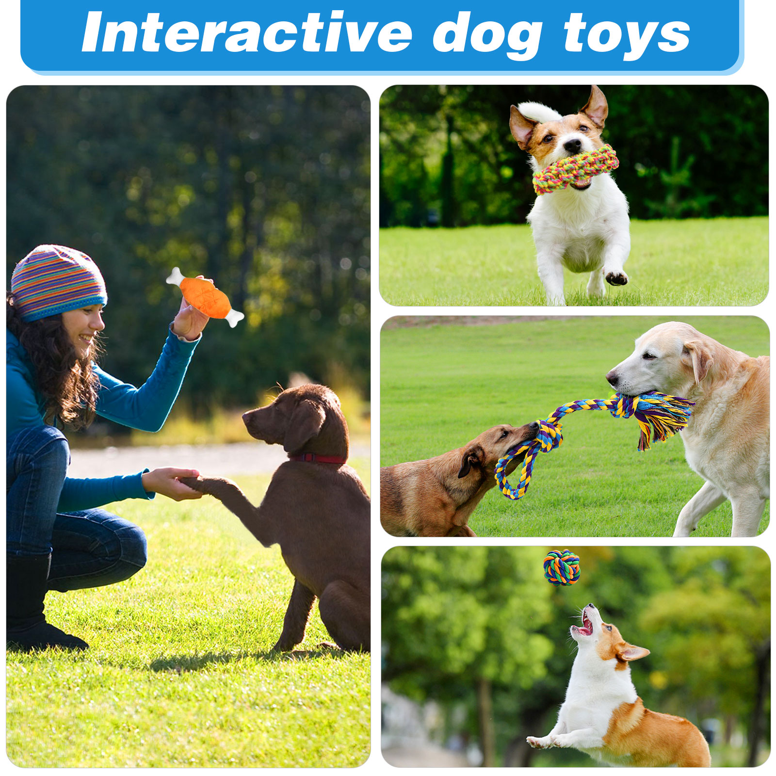 UPSKY Dog Rope Toys 15 Pack Interactive Puppy Chew Teething for Boredom, Cotton Rope Durable Toys