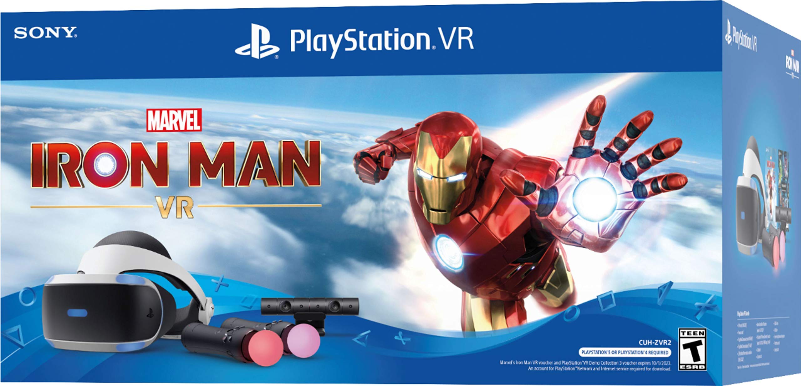 Newest Playstation VR Iron Man, Compatible with PS4 & PS5: VR Headset, Camera, Move Motion Controllers, Iron Man + Marxsol PS4 Controller Fast Charging Dock Bundle