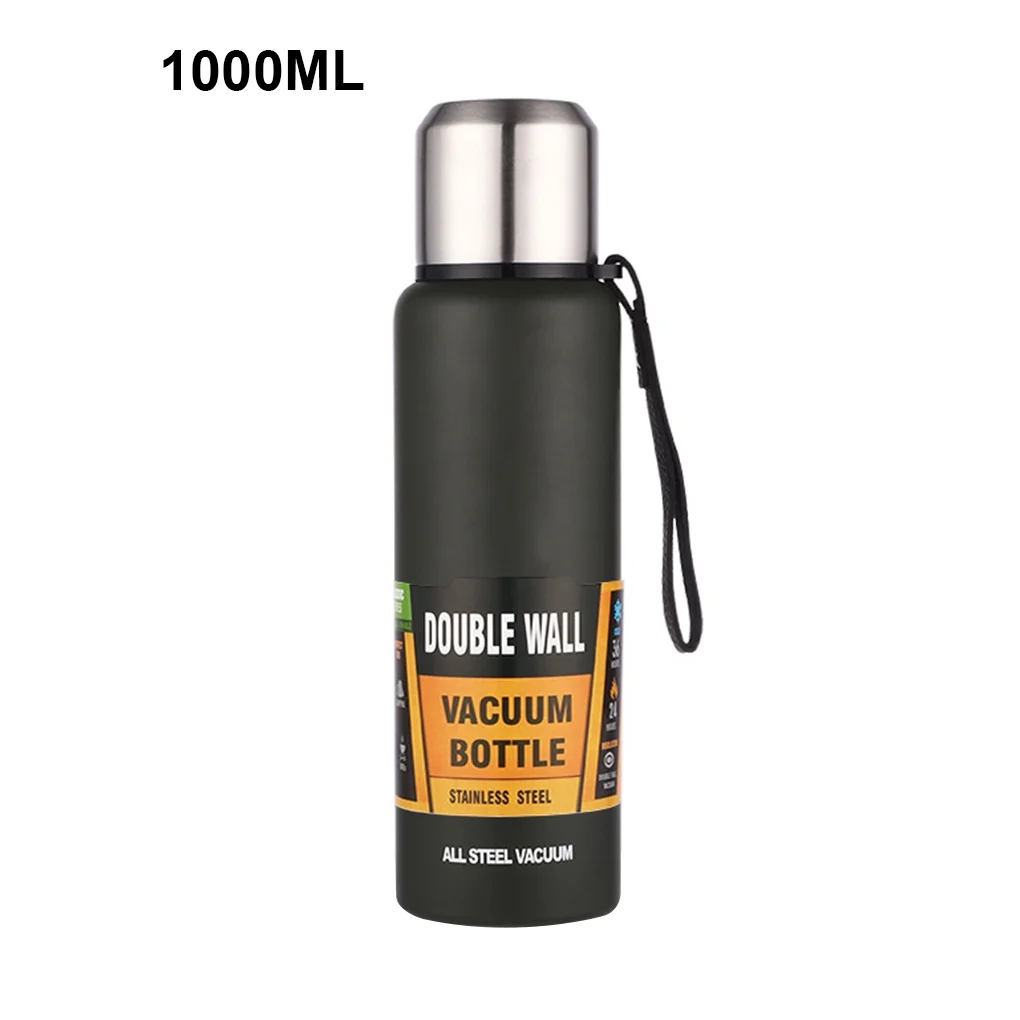 Large Capacity Water Bottle For Tea Portable Thermal Mug Stainless Cup Sport Cycling Vacuum Flask Insulated 500ml Green 1000ML