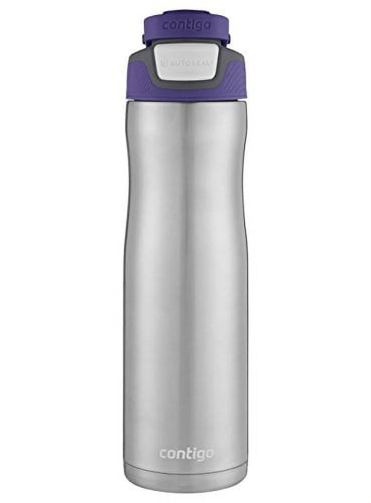 Contigo Autoseal Chill Stainless Steel Water Bottles, 24 Oz, SS/Grapevine & Grapevine, 2-Pack Grapevine Lid/Grapevine 24oz Bottle