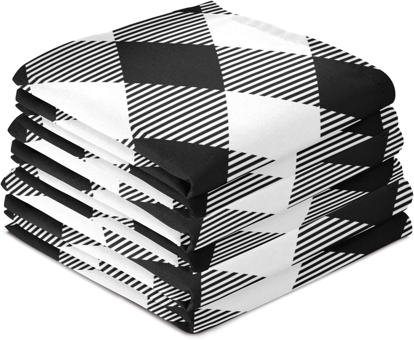 Dreamtimes White Black Buffalo Plaid Kitchen Dish Towels Set of 6,Dishcloths,Absorbent Soft Towels Hand Towels, Tea Towels,18