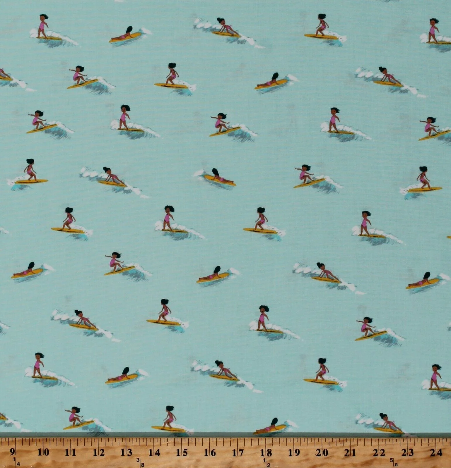 Cotton Surfing Surf Boards Ocean Malibu Mint Cotton Fabric Print by the Yard (52146-6)