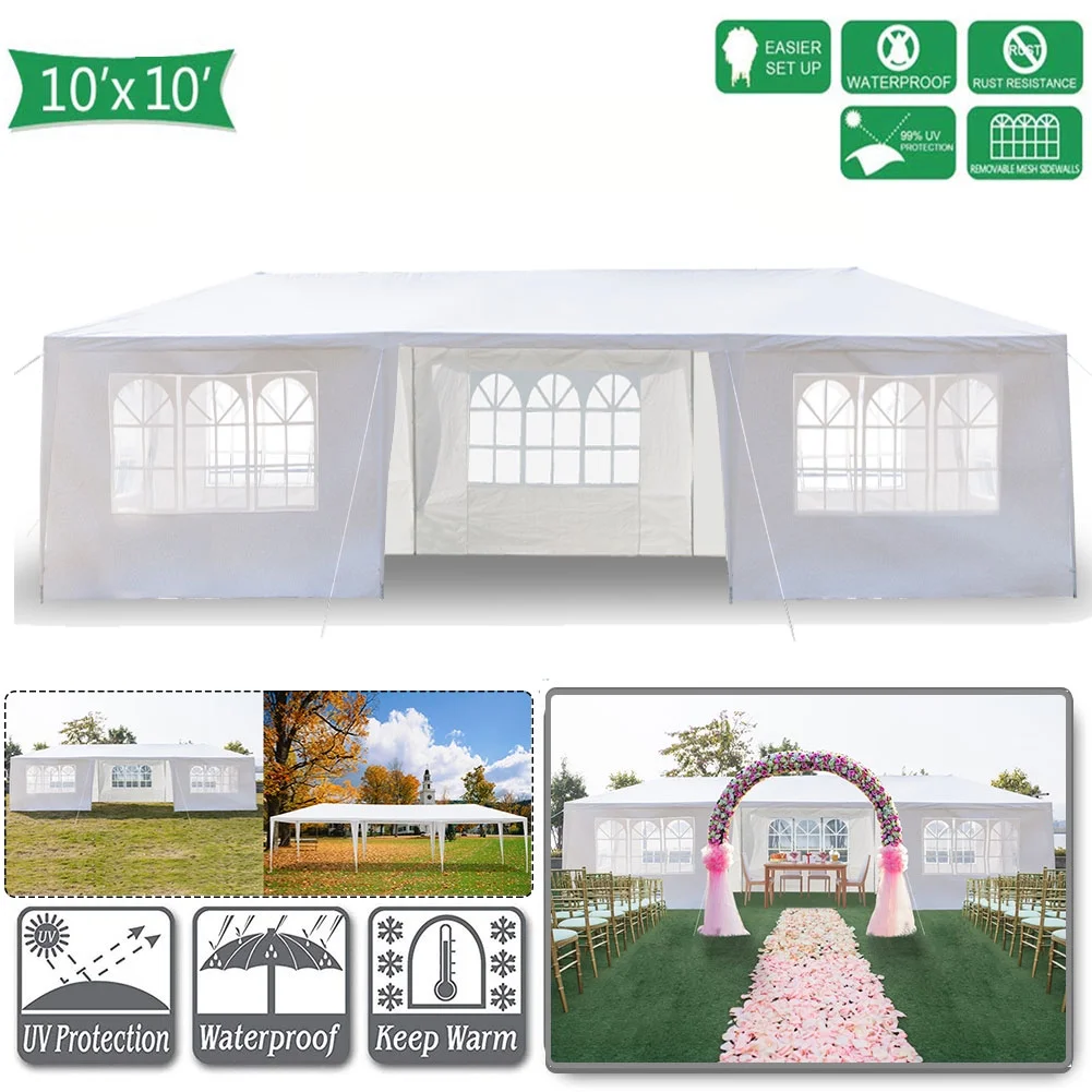 Resenkos 10' x 30' Canopy Tents for Outside Camping with 7 Removable Sidewalls, Waterproof Folding Wedding Tent for Party Beach Commercial Event Gazebo Pavilion BBQ