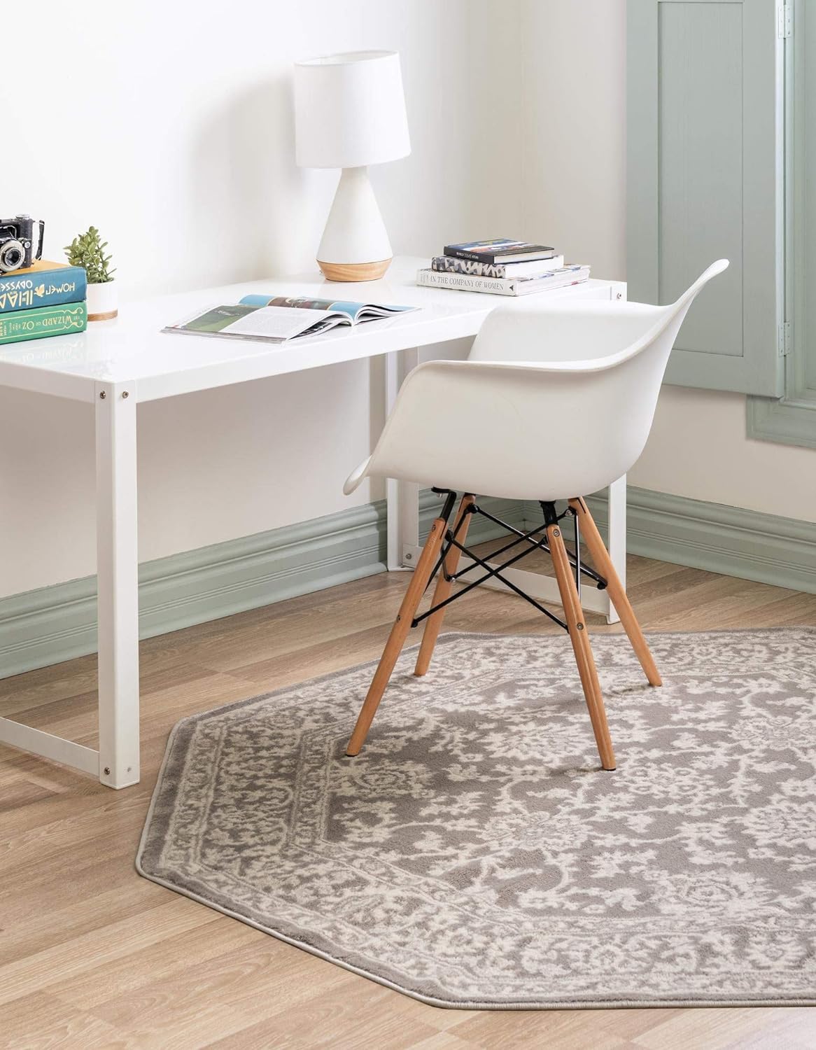 Charlotte Collection Rug – 8 Ft Octagon Light Gray Low-Pile Rug Perfect For Living Rooms, Kitchens, Entryways