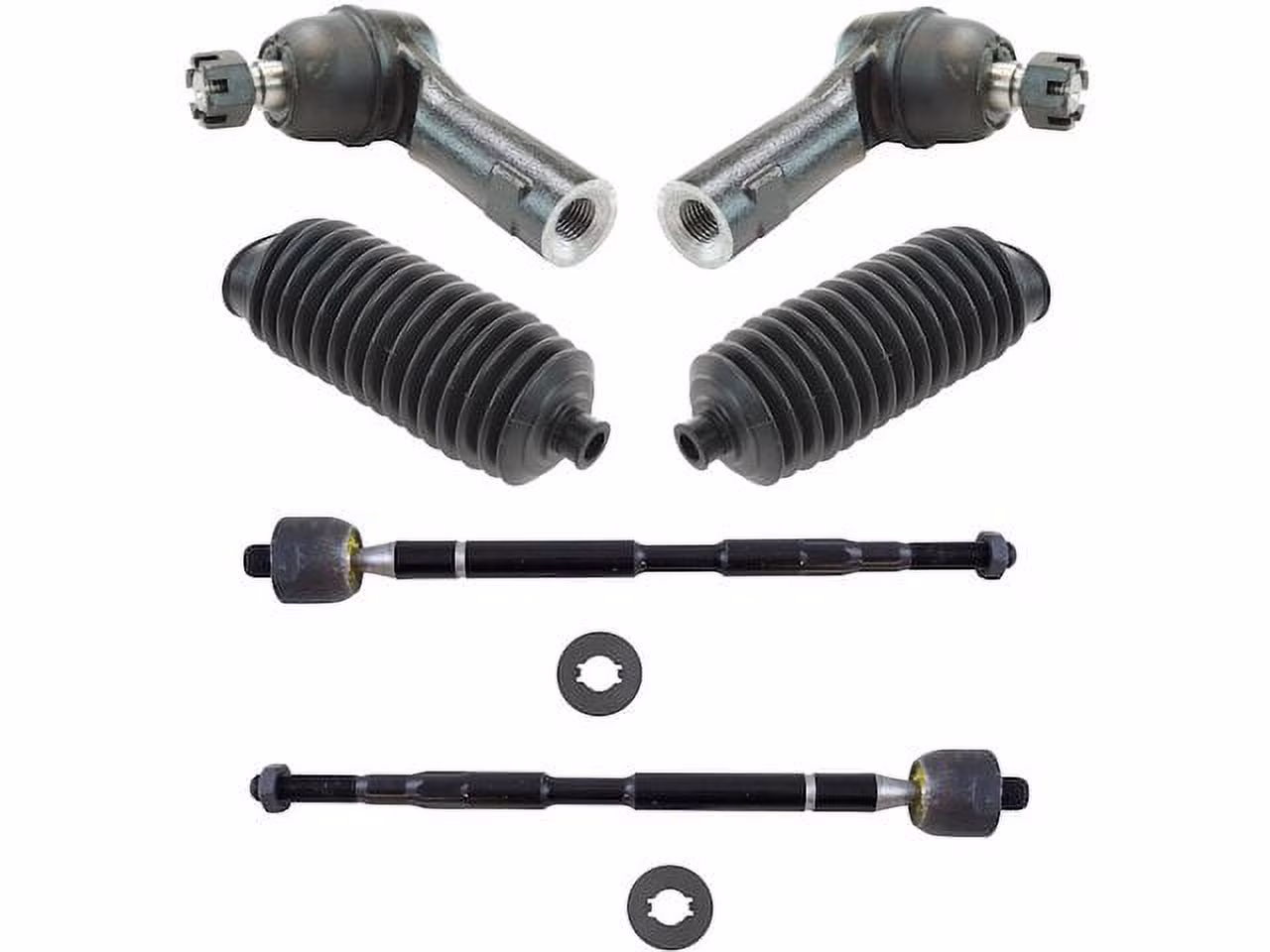 Front Inner and Outer Tie Rod End and Steering Bellows Kit - 6 Piece - Compatible with 2011 - 2017 Honda Odyssey 2012 2013 2014 2015 2016