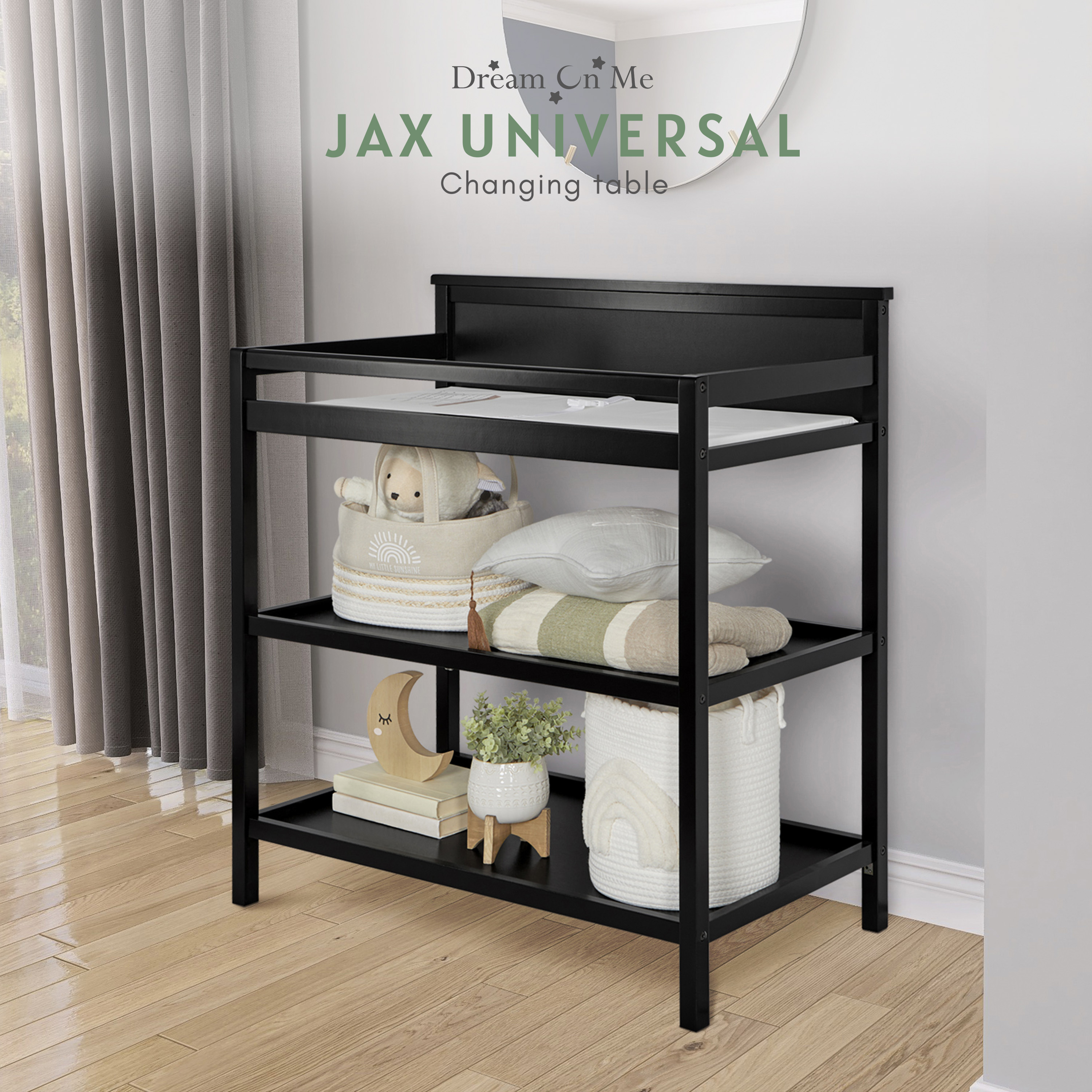 Dream On Me Jax Universal Changing Table, Matte Black