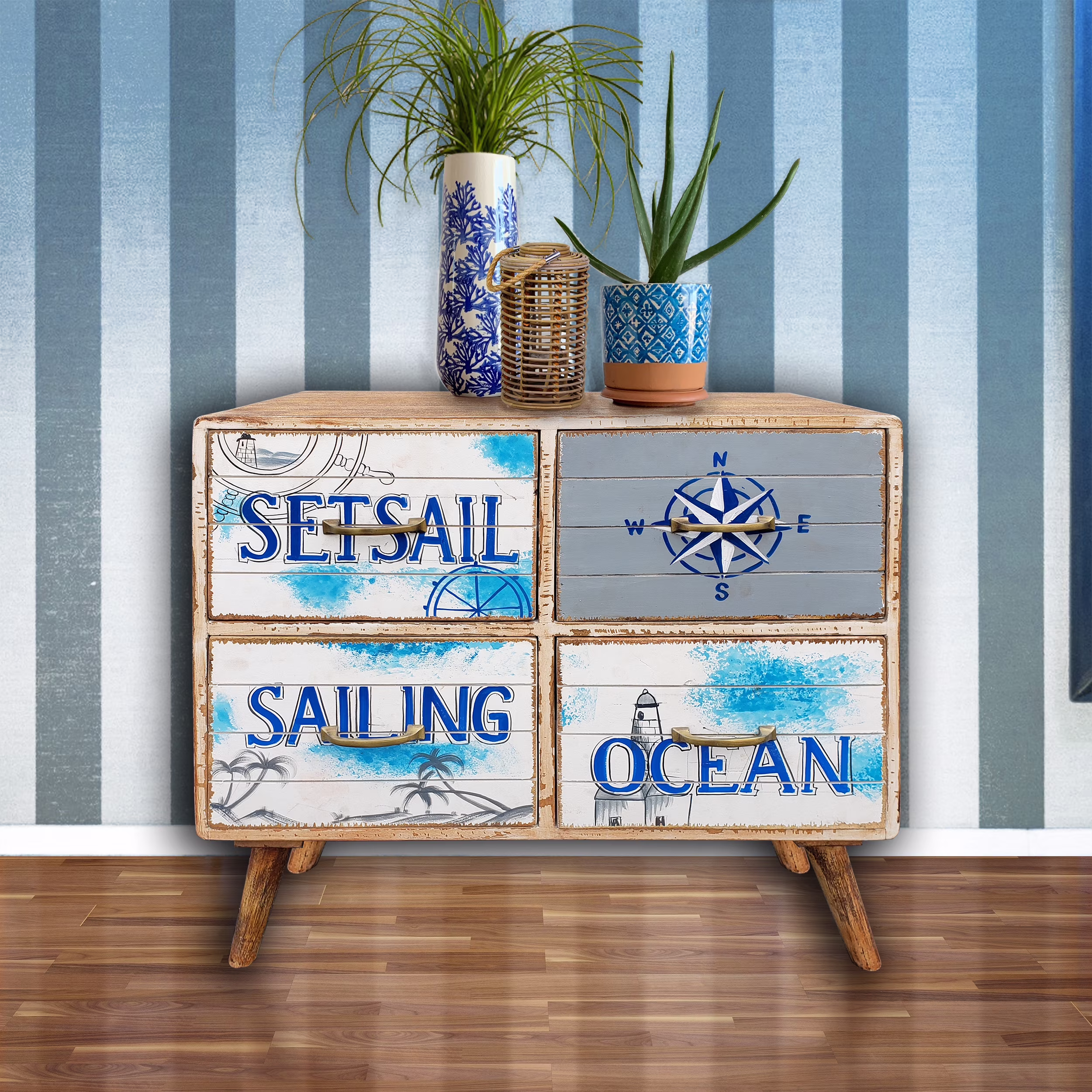 Seaside Recycled Mango Wood Chest with 4 Drawers