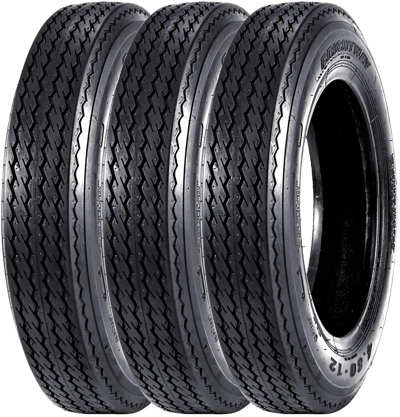 SUPERGUIDER 4.80-12 Trailer Tire 4.80x12 Boat Motorcycle Utility Trailer Tires 4.80-12 Load Range C 6PR Set of 3