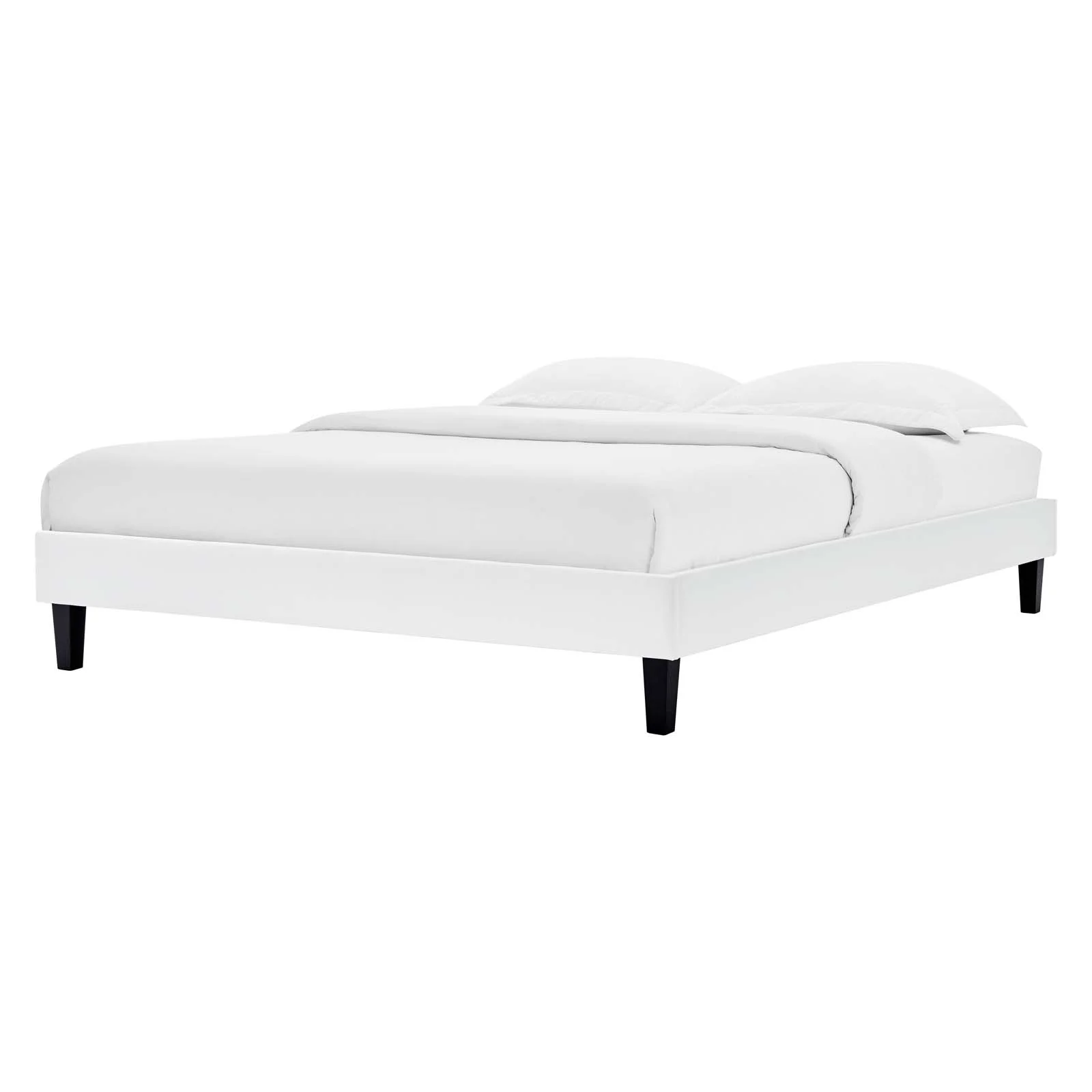 Platform Bed Frame, Queen Size, Velvet, White, Modern Contemporary Urban Design, Bedroom Master Guest Suite