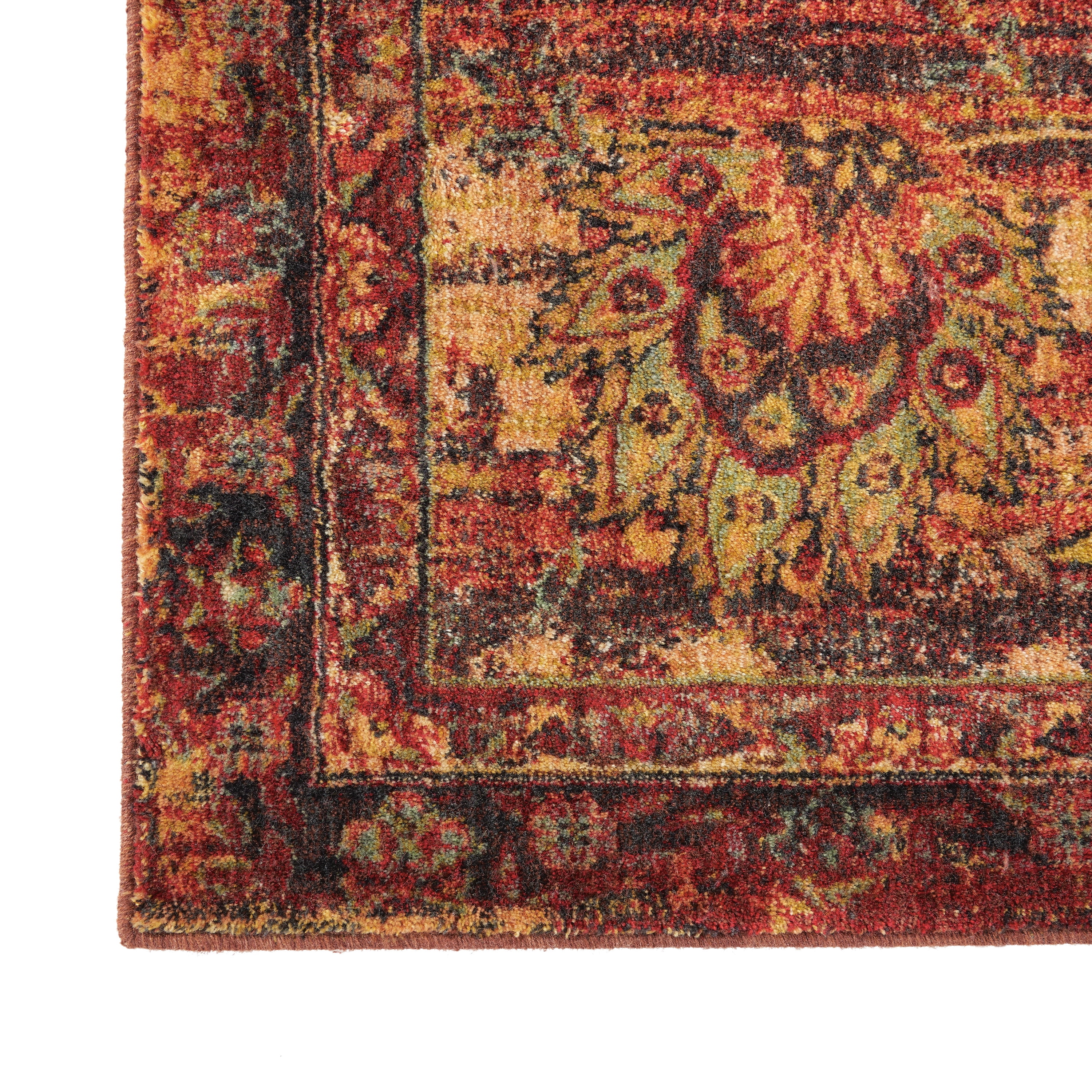 Nourison Jewel All-over Design Loomed Area Rug, 9' x 12', Serged Edges, Distressed Finish, Low Pile, Easy-Care Fibers