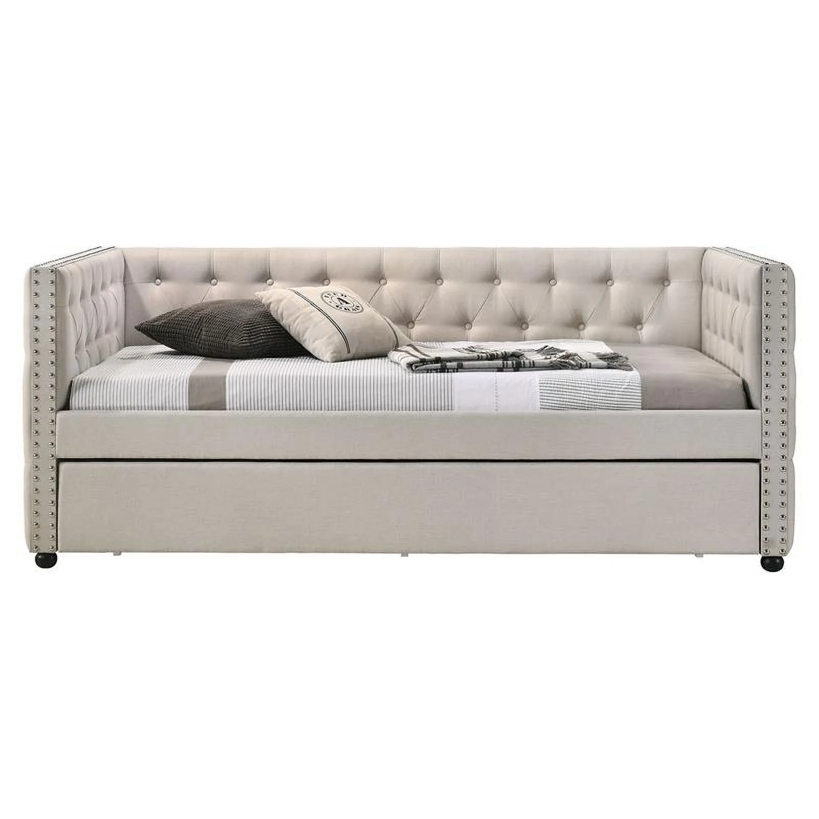 Home Square 2-Piece Set with Fabric Upholstery Chair & Full Daybed Trundle