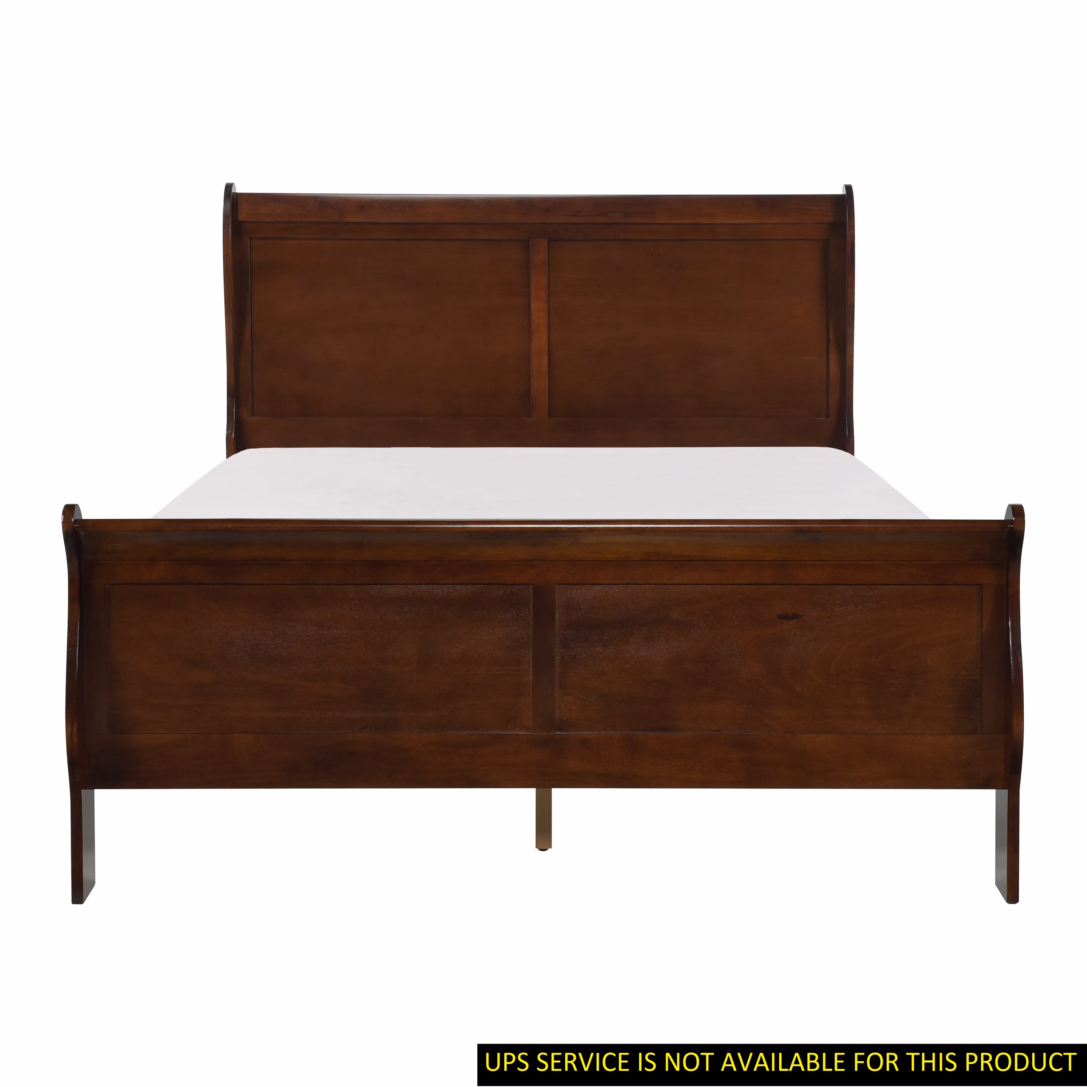 CoSoTower Classic Louis Philipe Style Full Bed Brown Cherry Finish 1Pc Traditional Design Bedroom Furniture Sleigh Bed