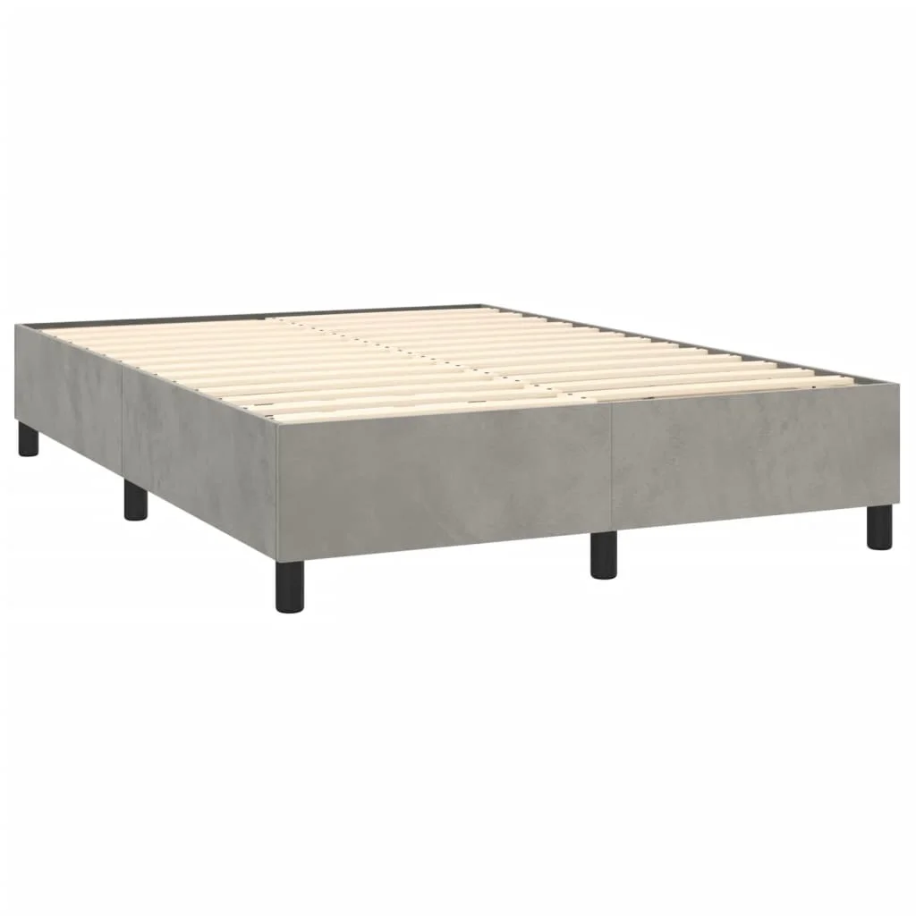 LANTRO JS Box Spring Bed with Mattress Light Gray 59.8