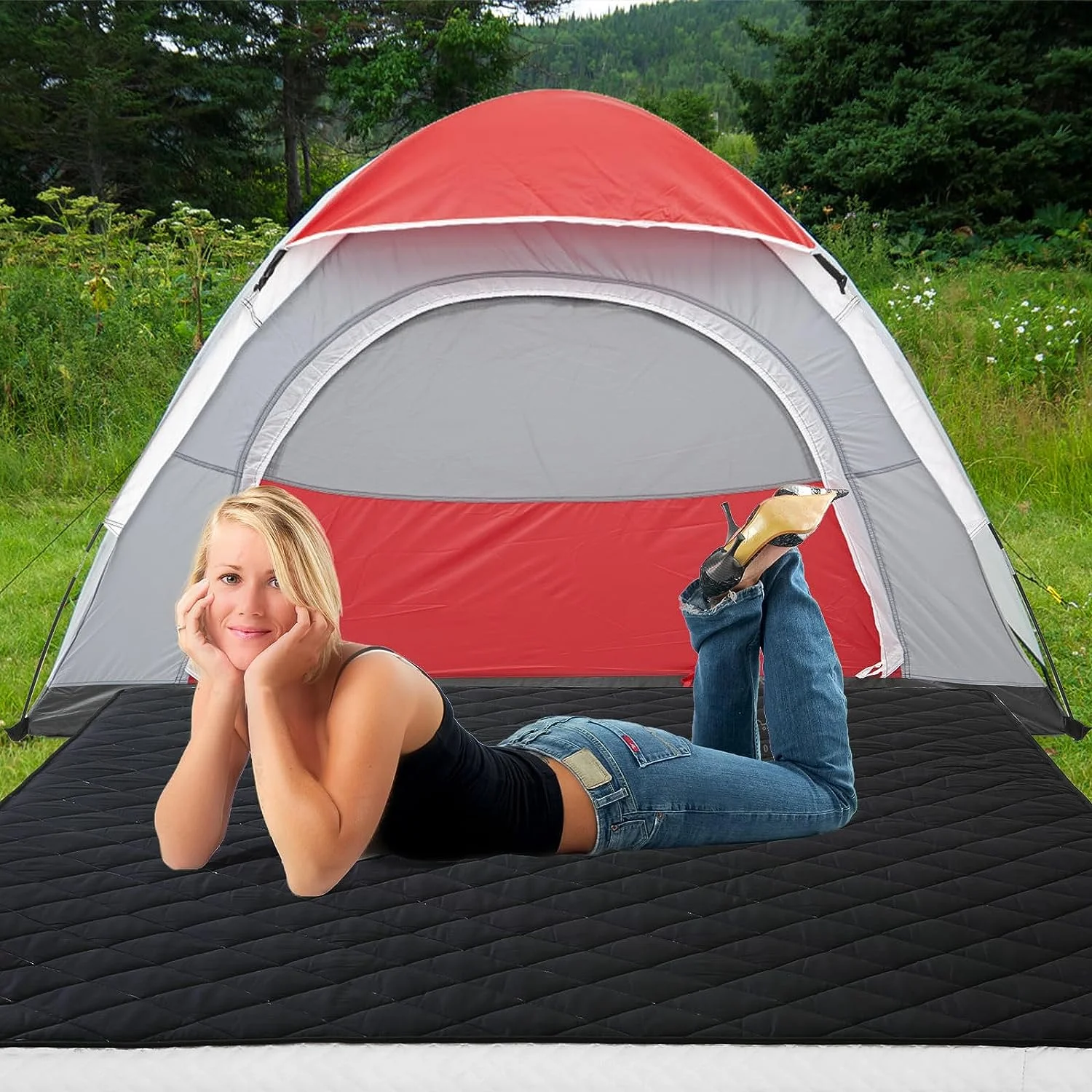 FICISOG Japanese Futon Mattress, Living Room Futon Quilted Bed Mattress Topper, Queen