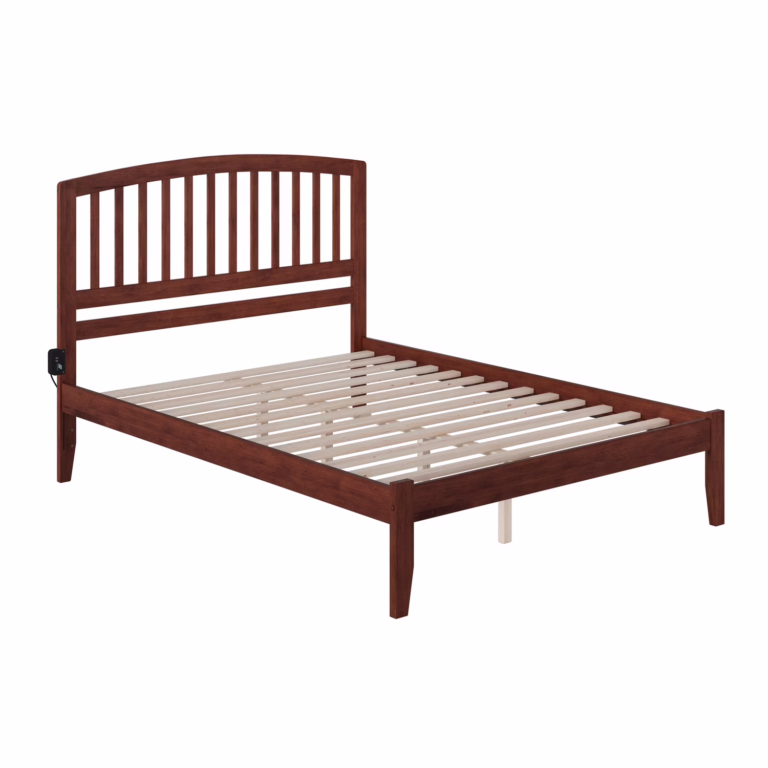AFI Richmond Platform Bed with Open Footboard and Turbo Charger-Finish:Walnut,Size:Queen