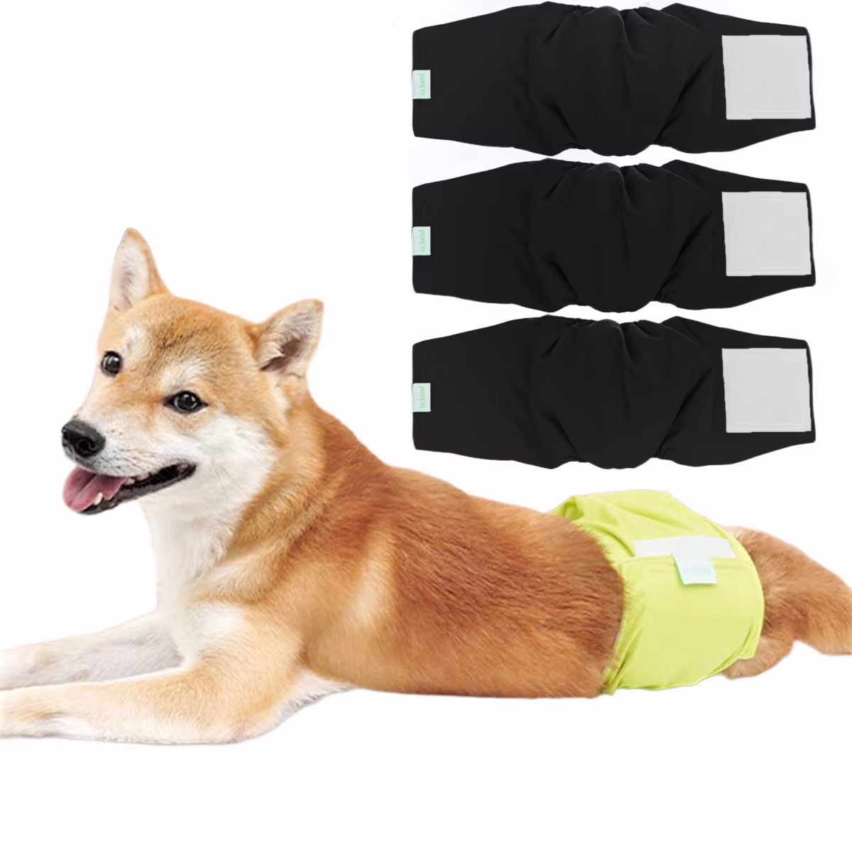 Washable Male Dog Diapers, Reusable Belly Bands and Wrap for Male Dogs, Comfy Doggie Diapers, Superior Leak Proof Protection & Incontinence (20”-25”, Black, 3PCS)