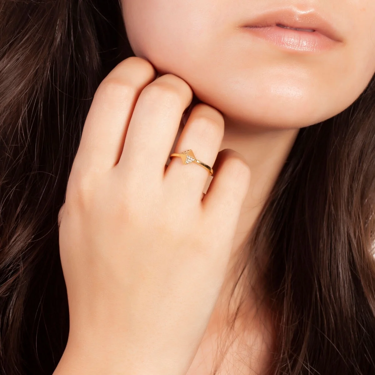 Sole Du Soleil SDS10849R8 Lupine Collection Womens 18k Yellow Gold Plated Stackable Pyramid Fashion Ring - Size 8