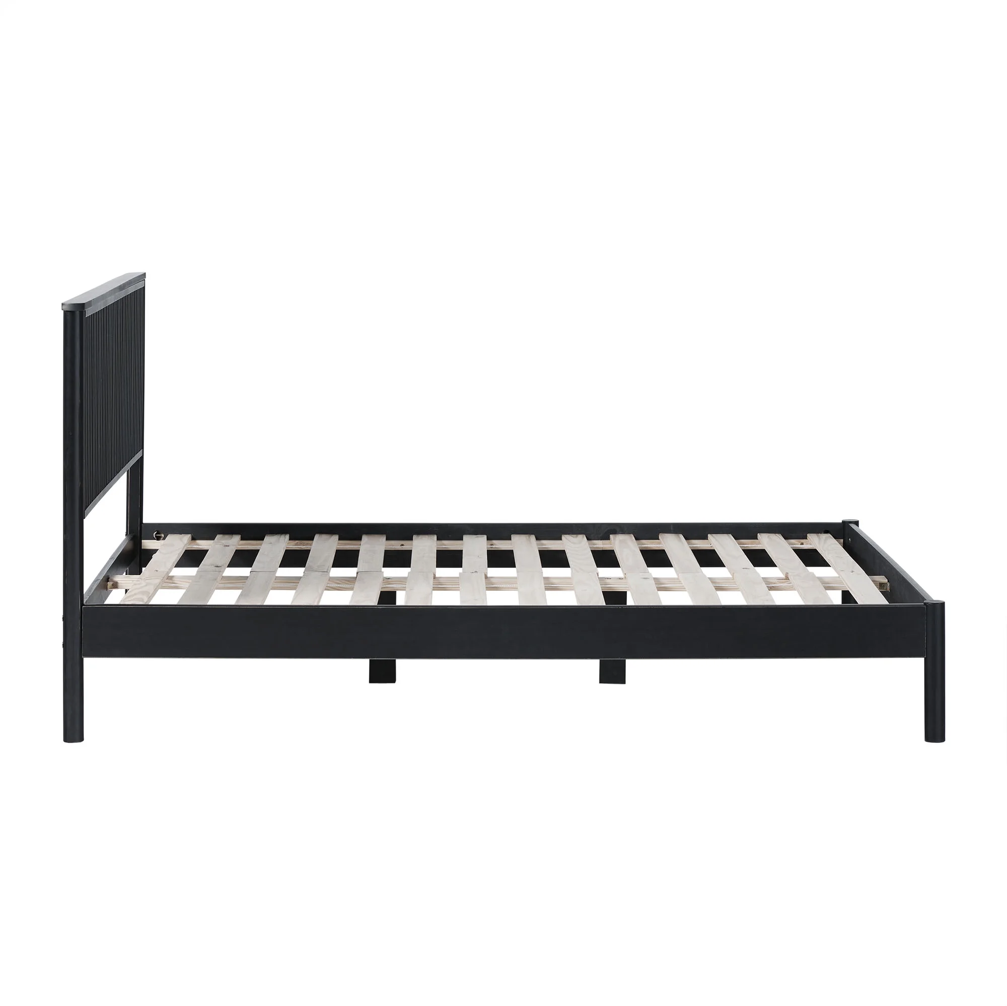 Walker Edison Transitional Solid Wood Queen Bed, Black