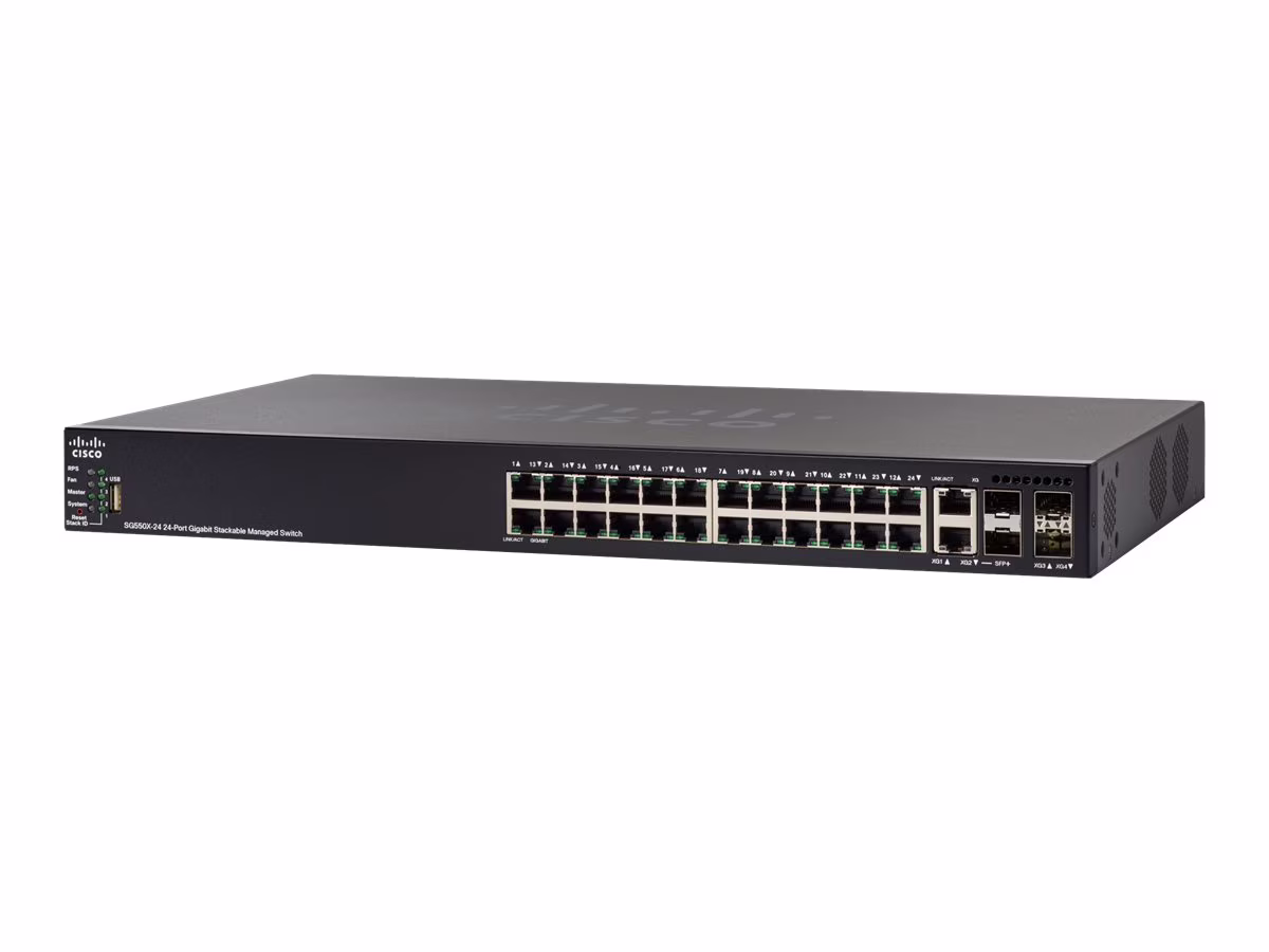 Cisco 550X Series SG550X-24MP - Switch - L3 - managed - 24 x 10/100/1000 (PoE+) + 2 x combo 10GBase-T + 2 x SFP+ - rack-mountable - PoE+ (382 W)